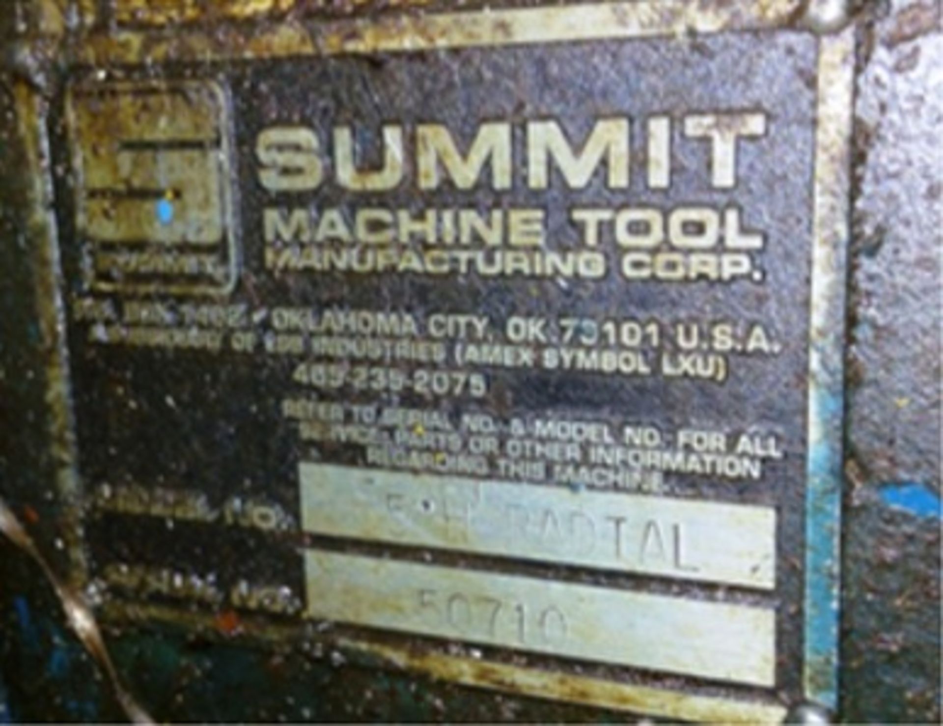 Summit Radial Drill, model 5H RADIAL, S/N 50710, 440V/60 Hz - Image 20 of 28