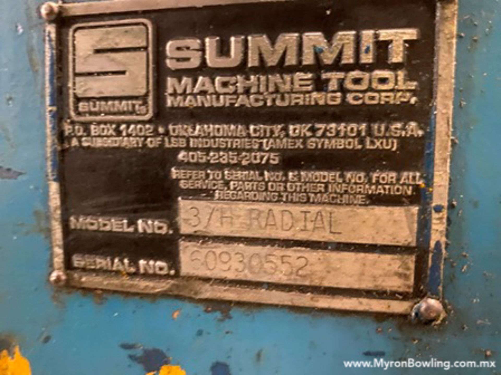 Summit Radial Drill, model 3/H RADIAL, S/N 60930552, 440V/60 Hz - Image 21 of 22