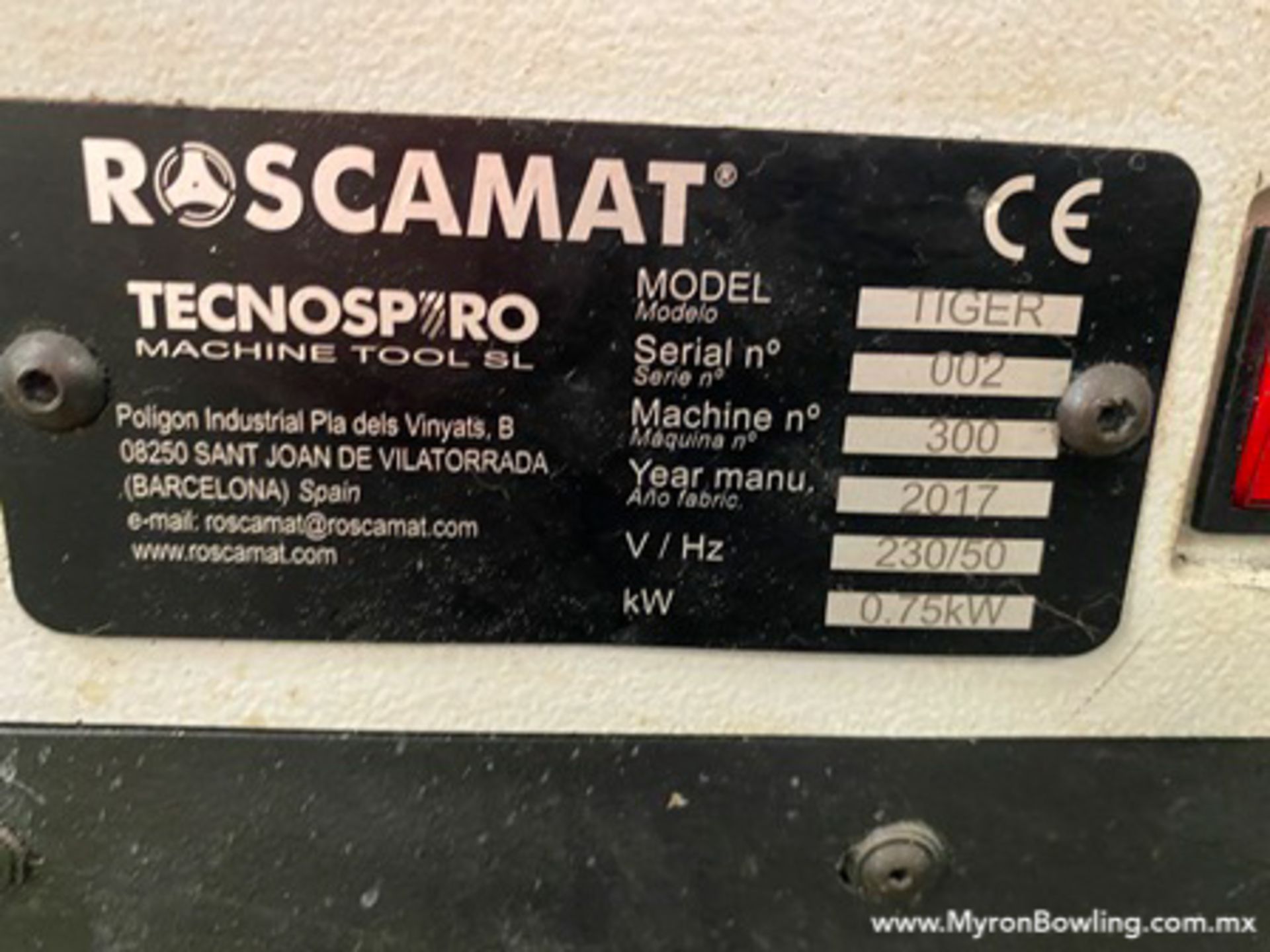 Roscamat Threading machine, Tiger model, S/N 002, year 2017, 230V/50Hz - Image 24 of 26