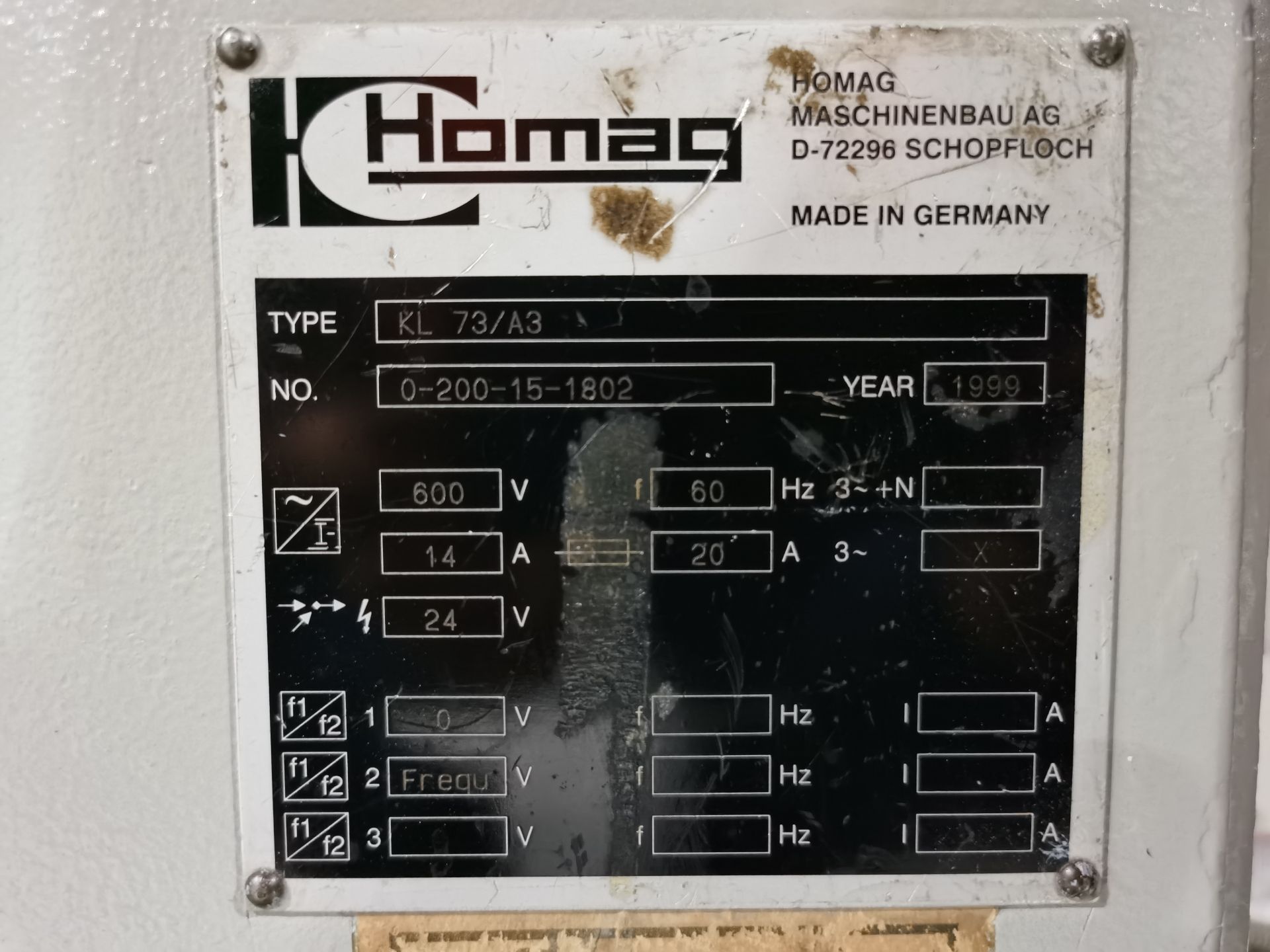 Homag Edge Bander, Model Optimat KL73/A3, S/N 0-2002-15-1802, Year 1999, 600 V / 60 Hz, 20 AMPS - Image 40 of 41