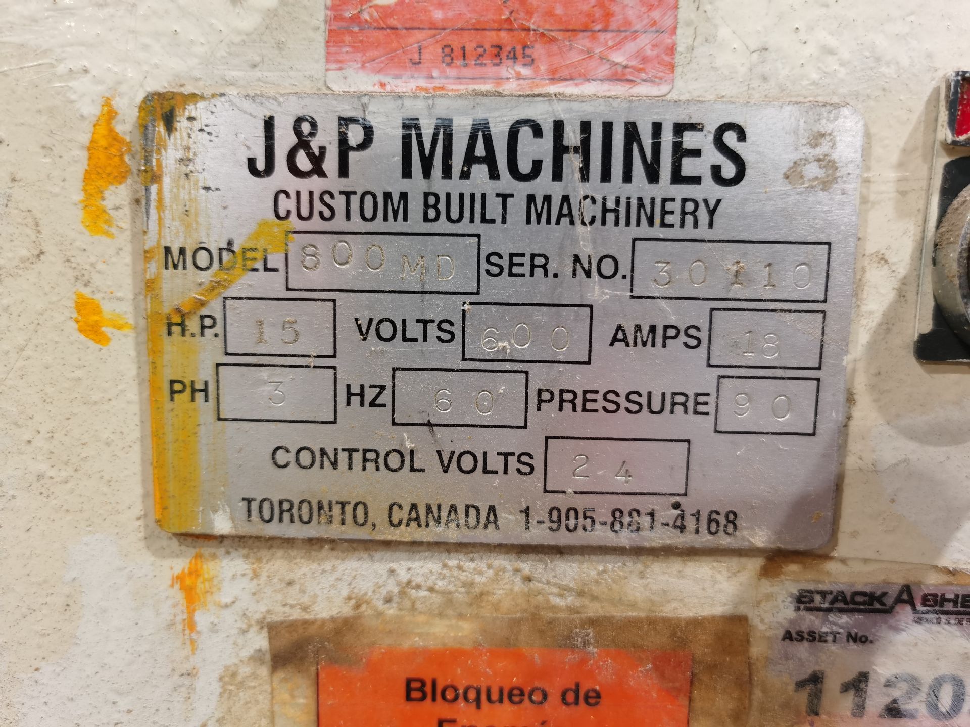 J&P Gables Drilling Machine, Model 800 MD, S/N 30110,600 V / 60 Hz, ASSET NUMBER 11205 - Image 30 of 31