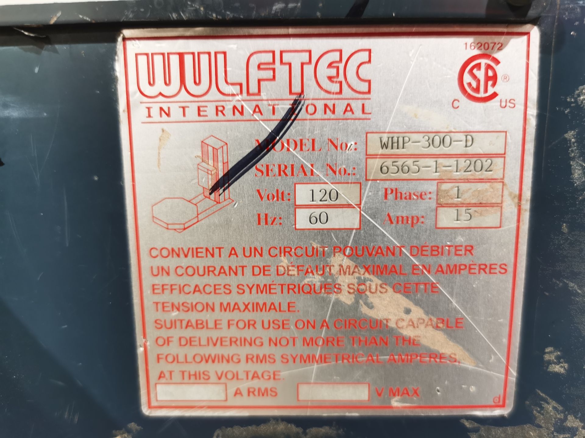 Wulftec Stretch Wrapper, Model WHP-300D, S/N 6565-1-1202, 120 V / 60 Hz, ASSET NUMBER 11024 - Image 16 of 17