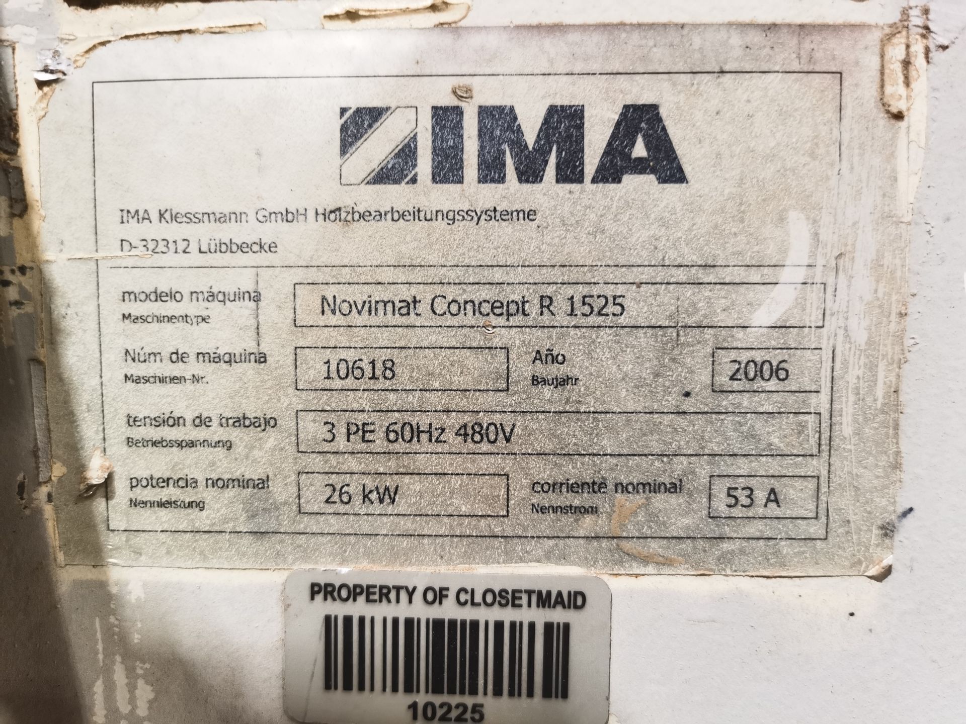 Ima Edge Bander, Model Novimat Concept 1/G80/R1525/3, S/N 10618, Year 2006, 480 V / 60 Hz, 53 AMPS - Image 25 of 65