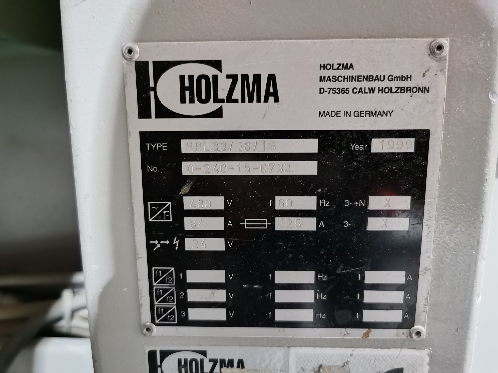 Holzma Saw Machine, Model HPL33/38/16, S/N 0-240-15-0732, Year 1999, 480 V / 60 Hz, 125 AMPS - Image 37 of 39