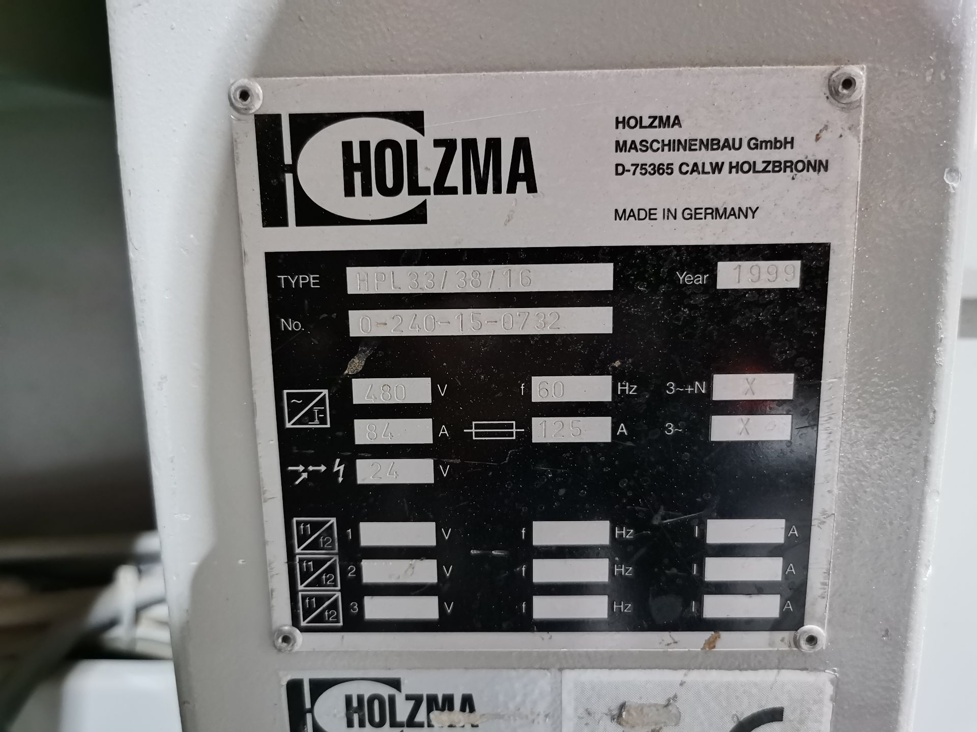 Holzma Saw Machine, Model HPL33/38/16, S/N 0-240-15-0732, Year 1999, 480 V / 60 Hz, 125 AMPS - Image 11 of 39