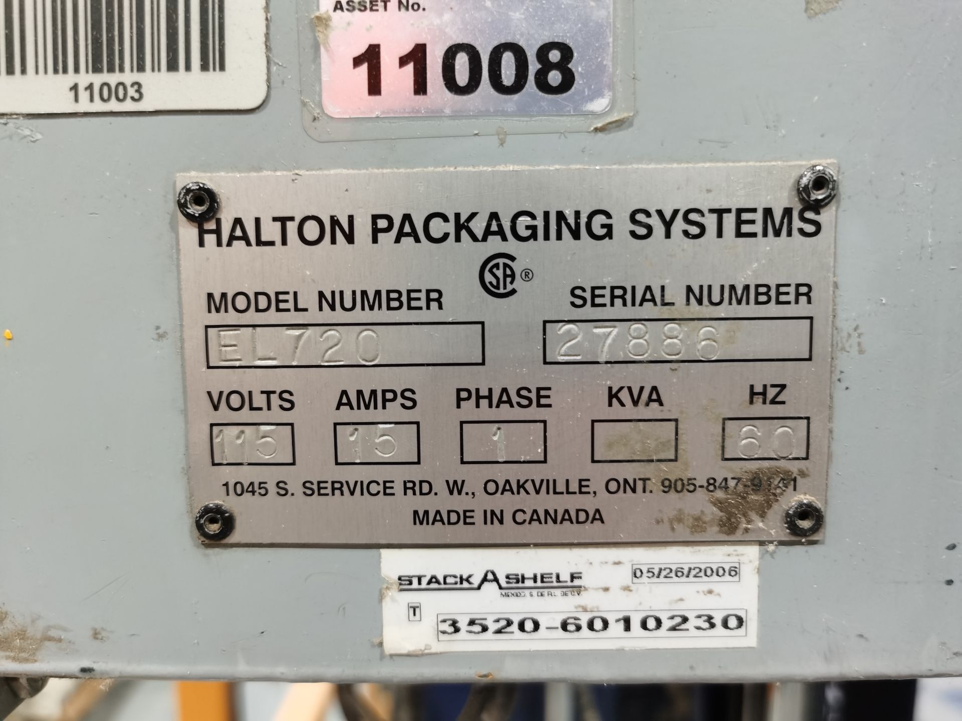 Halton Stretch Wrapper, Model EL 720, S/N 27886, 115 V / 60 Hz, 15 AMPS, ASSET NUMBER 11008 - Image 19 of 20