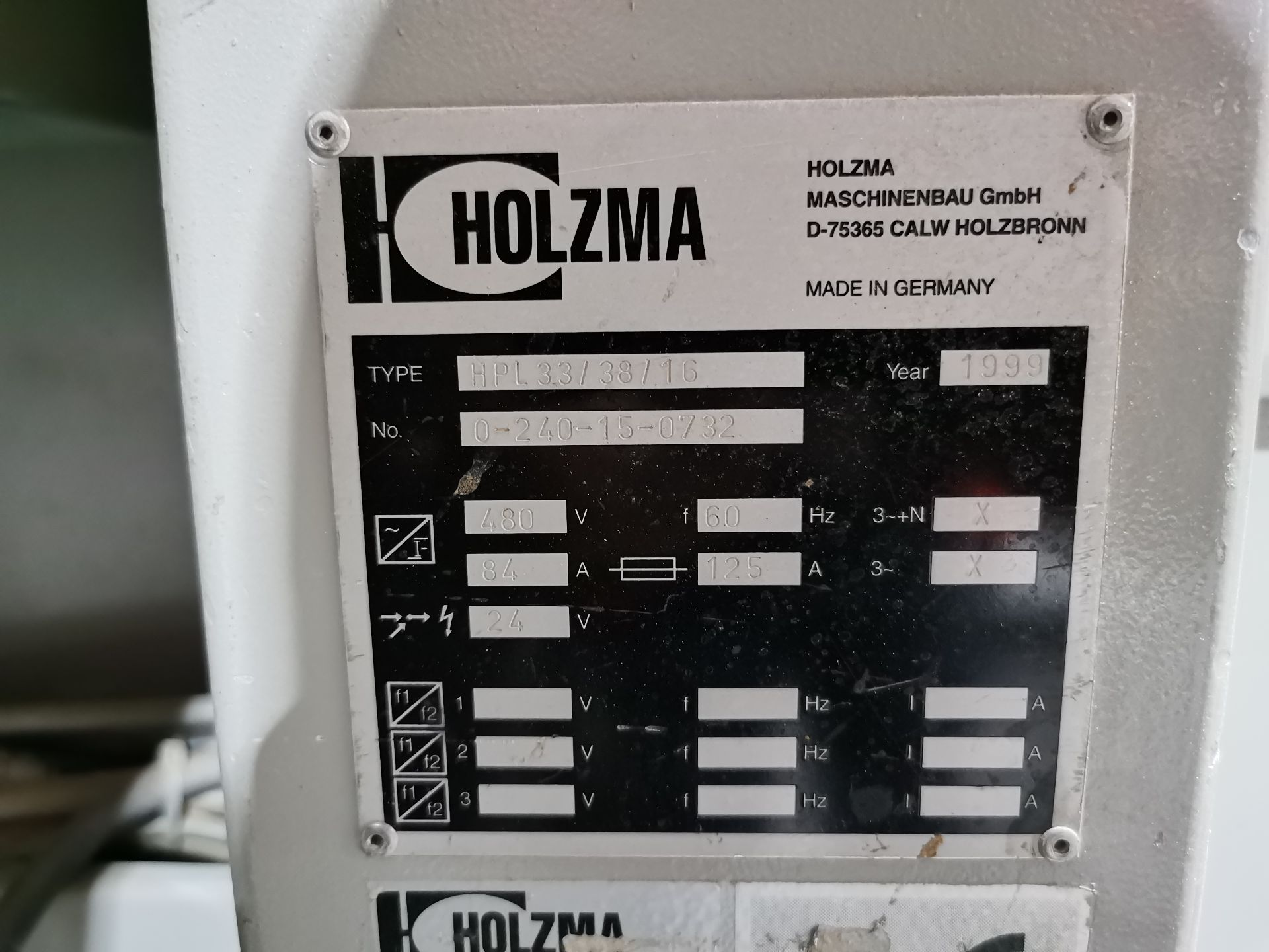 Holzma Saw Machine, Model HPL33/38/16, S/N 0-240-15-0732, Year 1999, 480 V / 60 Hz, 125 AMPS - Image 38 of 39