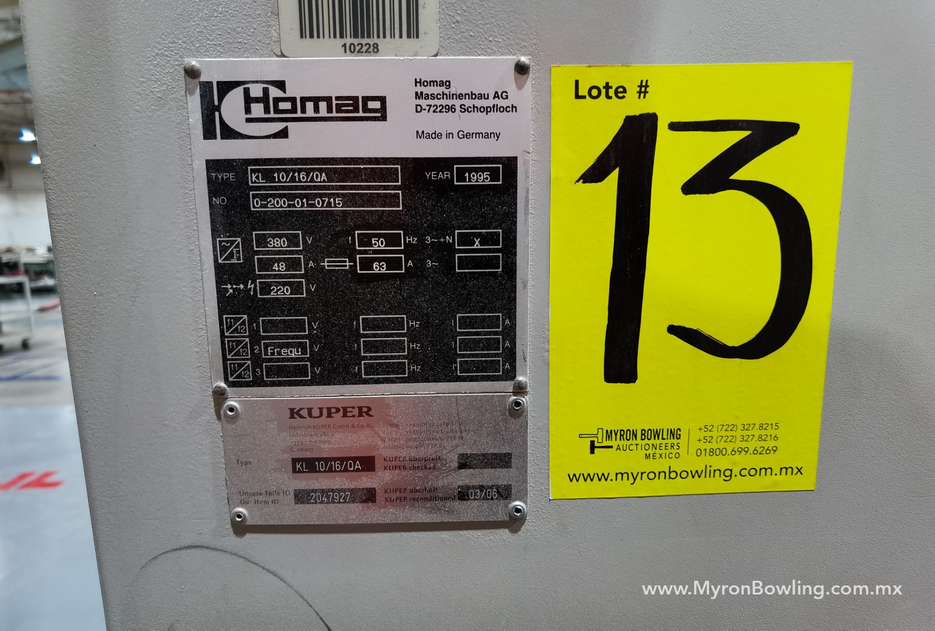 Homag Co Edge Bander, Model kupper KL10/16/QA, S/N 0-200-01-0715, Year 1995, 380 V / 60 Hz, 63 AMPS - Image 55 of 56