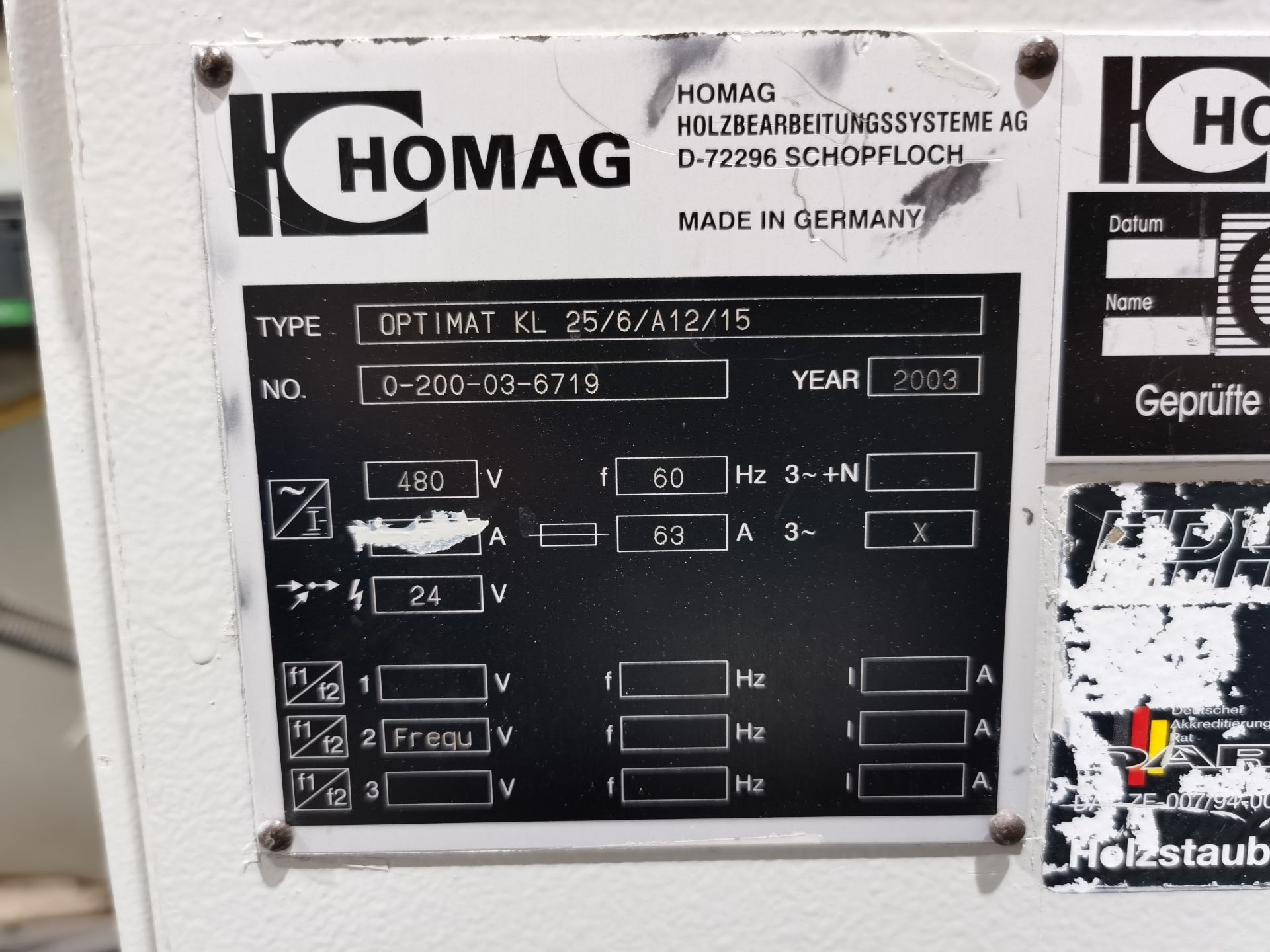 Homag Edge Bander, Model OPTIMATKL25/6/A12/15, S/N 0-200-03-6719, Year 2003, 480 V / 60 Hz, 63 AMPS - Image 20 of 50