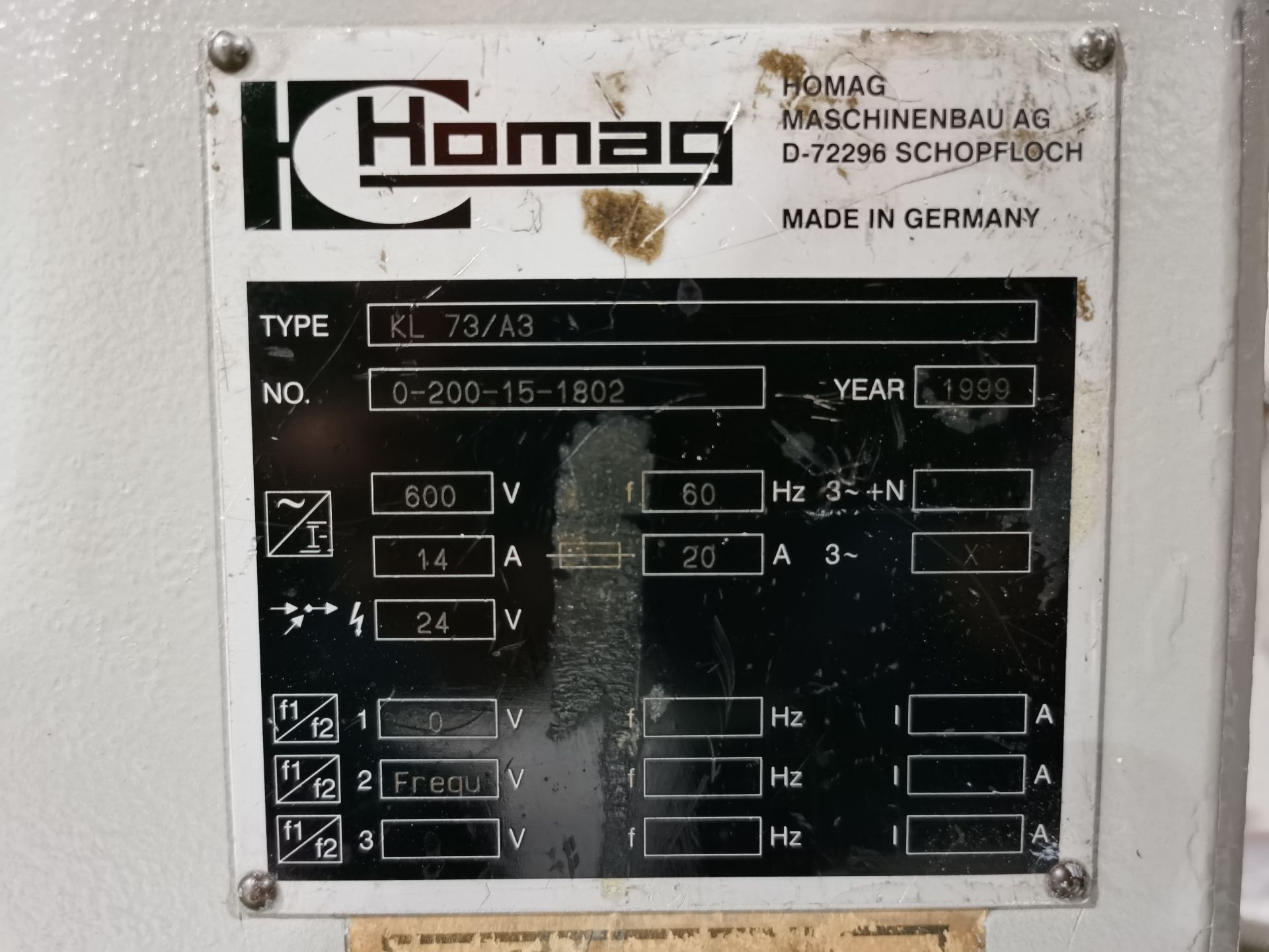 Homag Edge Bander, Model Optimat KL73/A3, S/N 0-2002-15-1802, Year 1999, 600 V / 60 Hz, 20 AMPS - Image 39 of 41