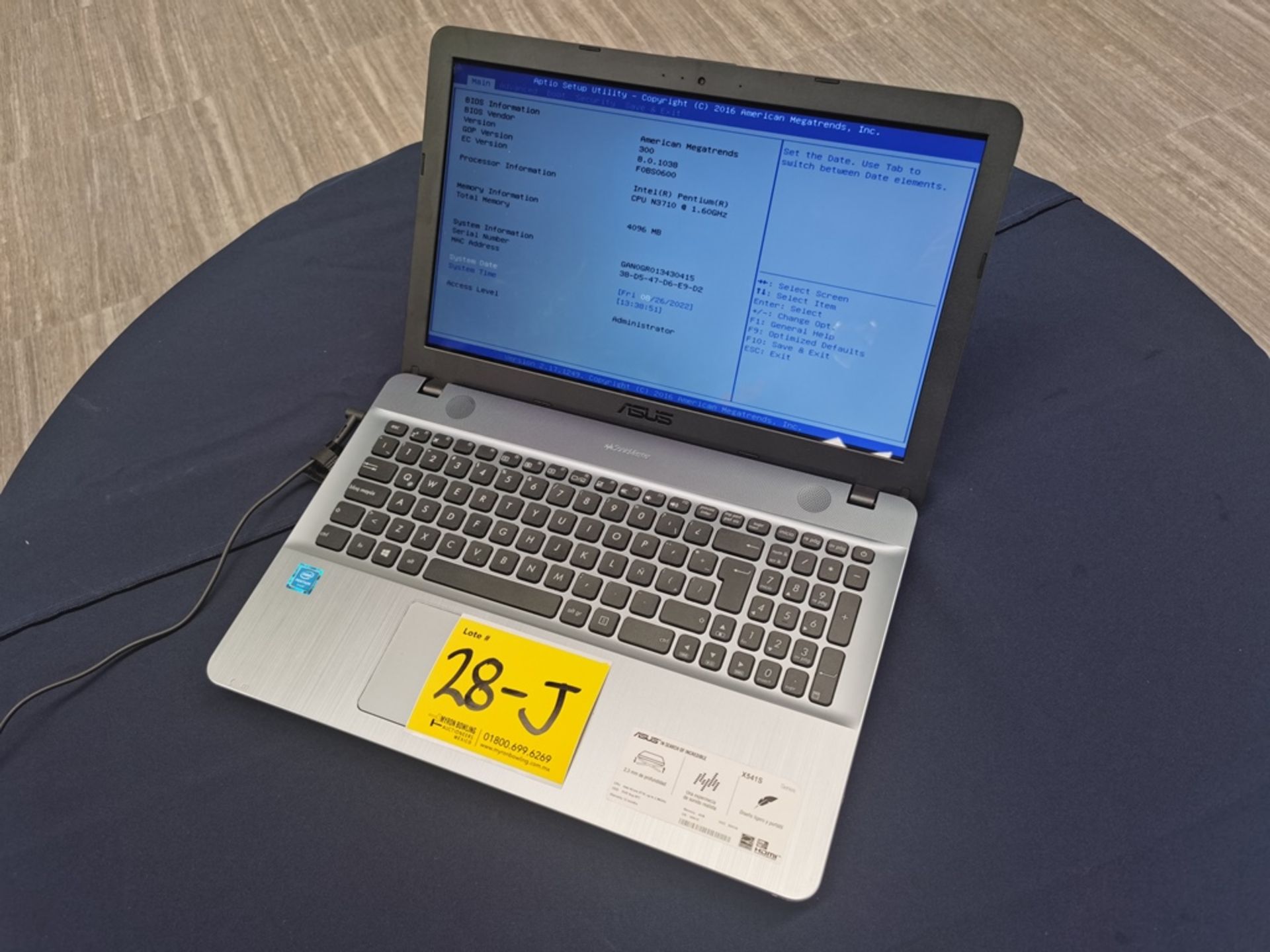 1 Computadora tipo Laptop Marca Asus Modelo ASUS X540S, Serie GAN0GR013430415, Color Gris, Procesad - Image 3 of 13