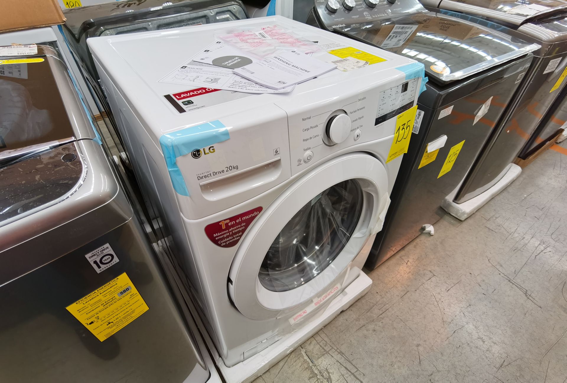 1 Lavadora de 20KG Marca LG, Modelo WM20WV26W, Serie 203VWTD0W425, Color Blanco - Image 3 of 10