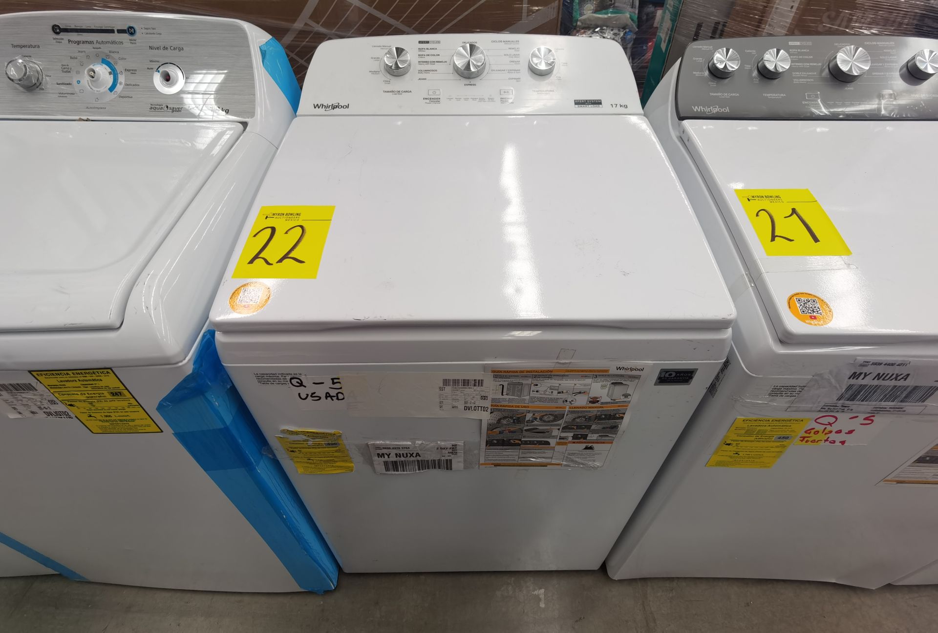 Lote de 2 Lavadoras contiene: 1 Lavadora de 17 Kg, Marca WHIRLPOOL, Modelo 8MWTW1713MJQ0, No de