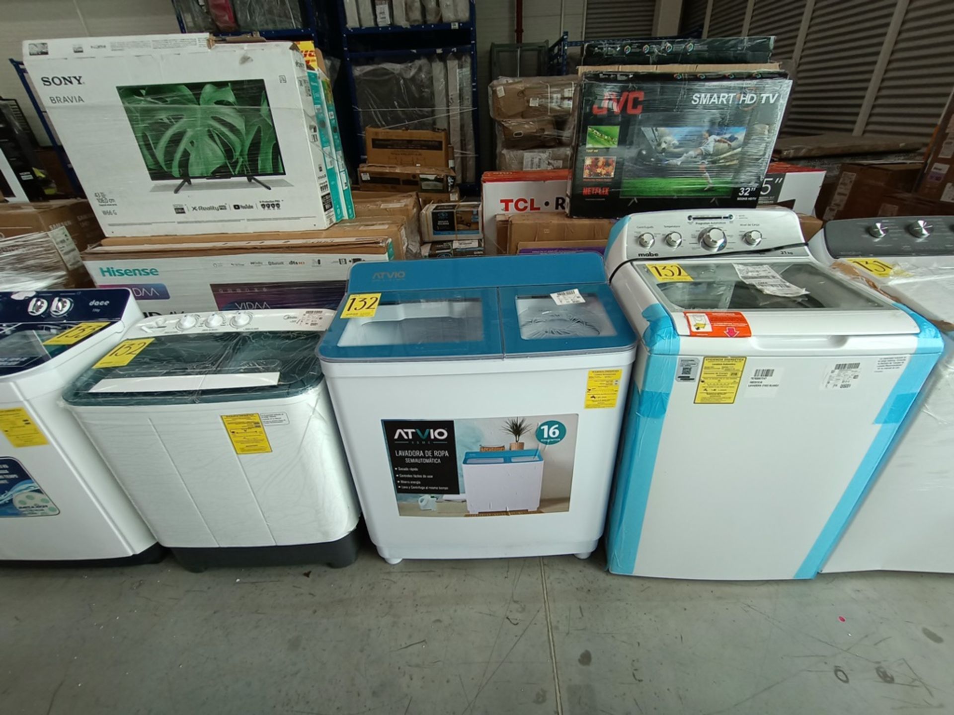 Lote de 3 Lavadoras contiene: 1 Lavadora de 21 Kg, Marca Mabe, Modelo LMA71214VDA03, No de seri