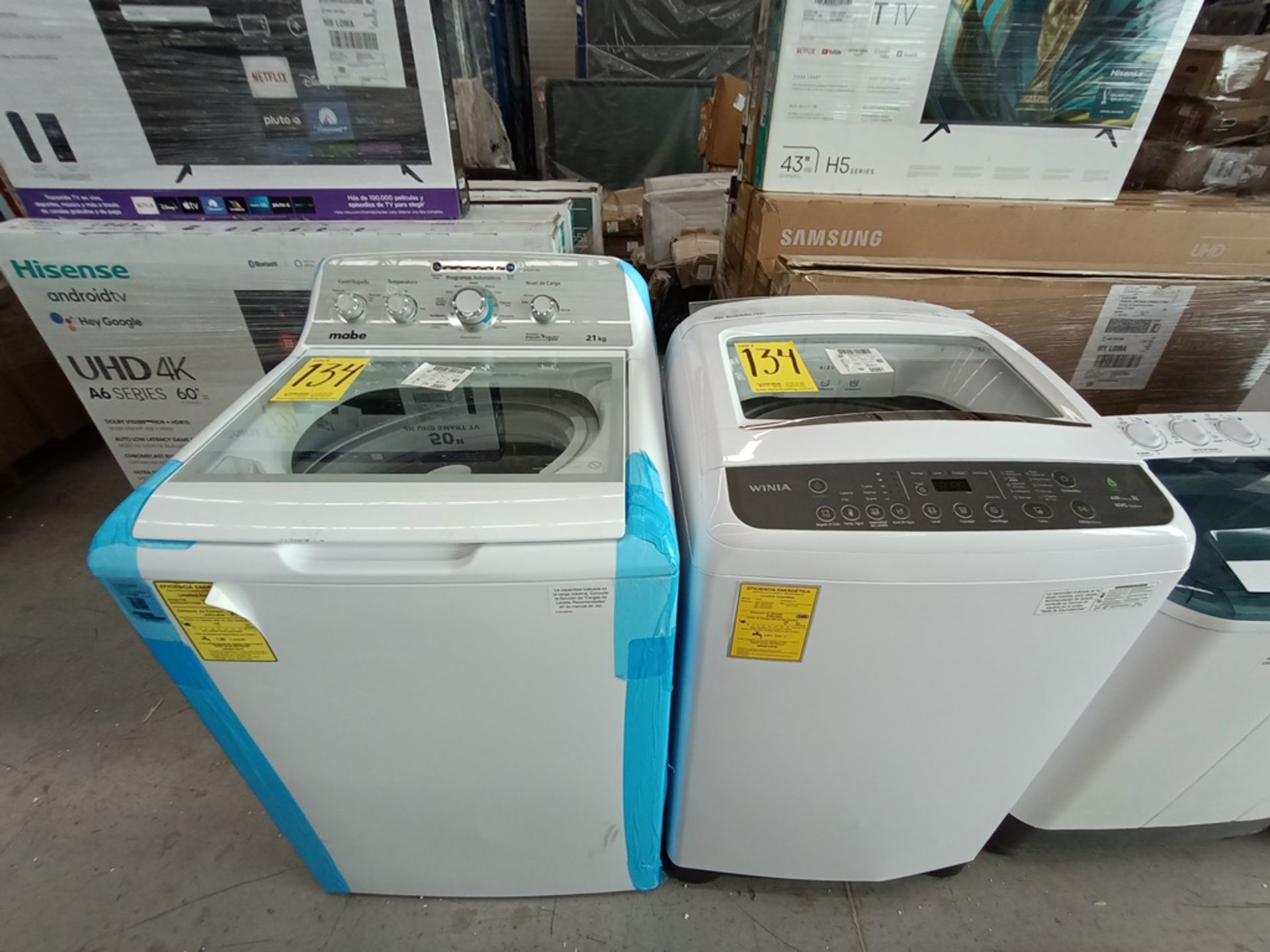 Lote de 2 Lavadoras contiene: 1 Lavadora de 21 Kg, Marca Mabe, Modelo LMA71214VDA03, No de seri