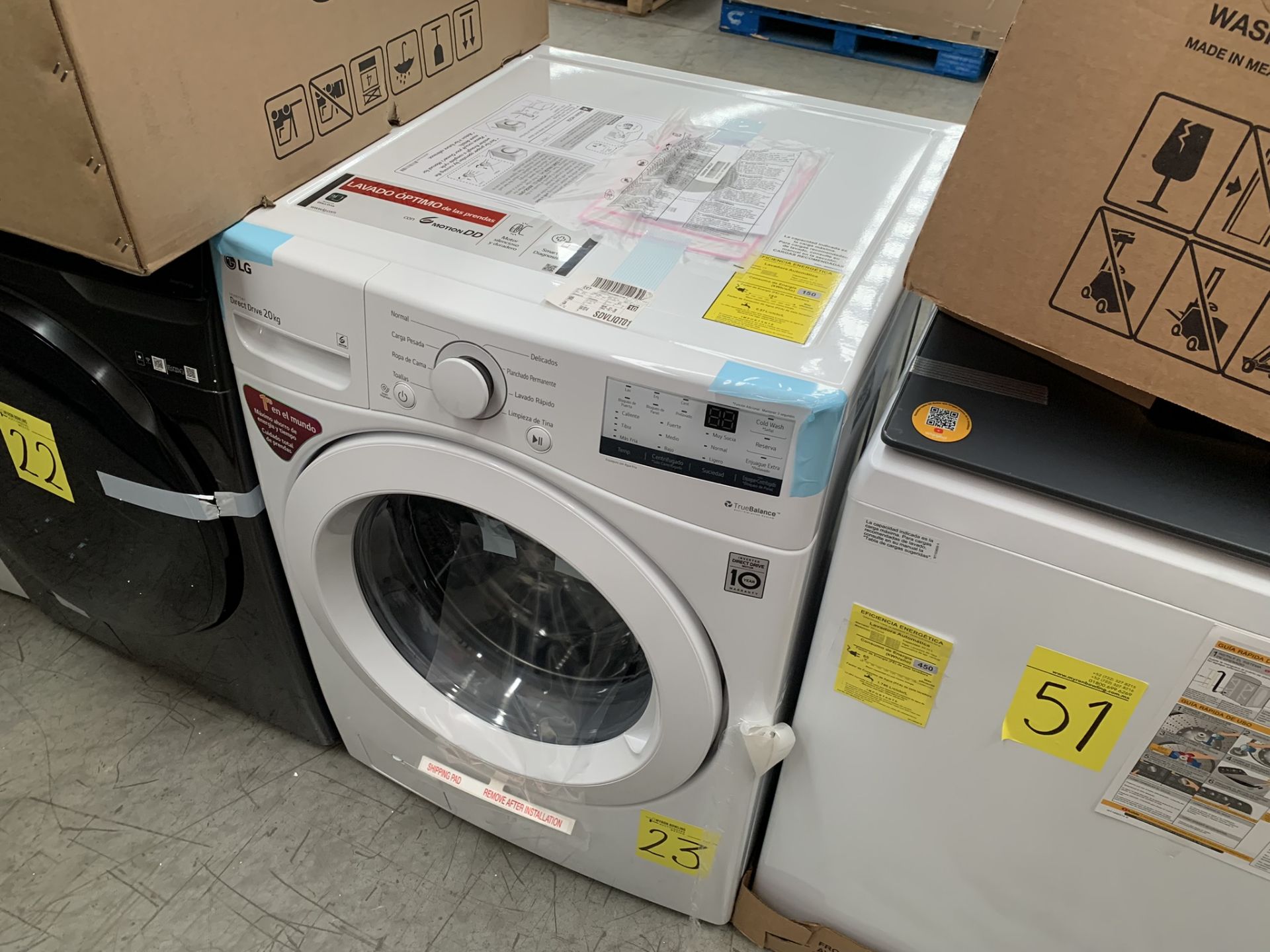 1 Lavadora de 20 Kg, Marca LG, Modelo WM20WV26W, No de serie 206VWSM20198, Color Blanca , LB- 01914 - Image 3 of 8