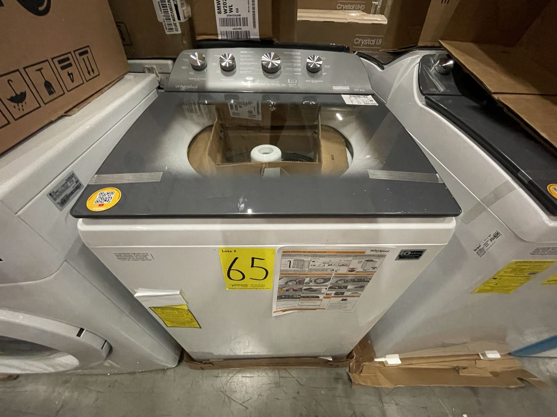 1 Lavadora de 20 KG Marca WHIRLPOOL, Modelo 8MWTW2024WJM0, Serie HLB3996301, Color Blanco, LB-00303