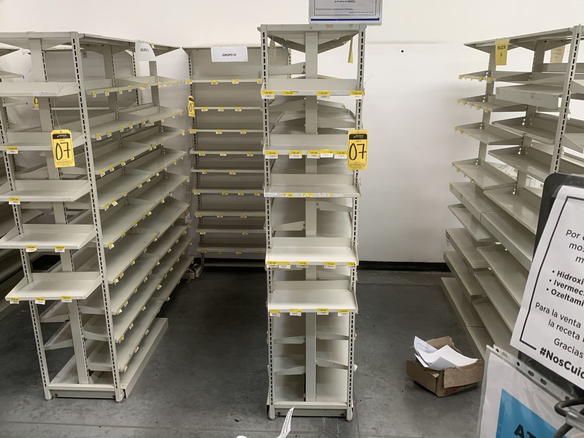 3 gondola-type displays for pharmacy (medications) with 45 shelves - Image 12 of 15