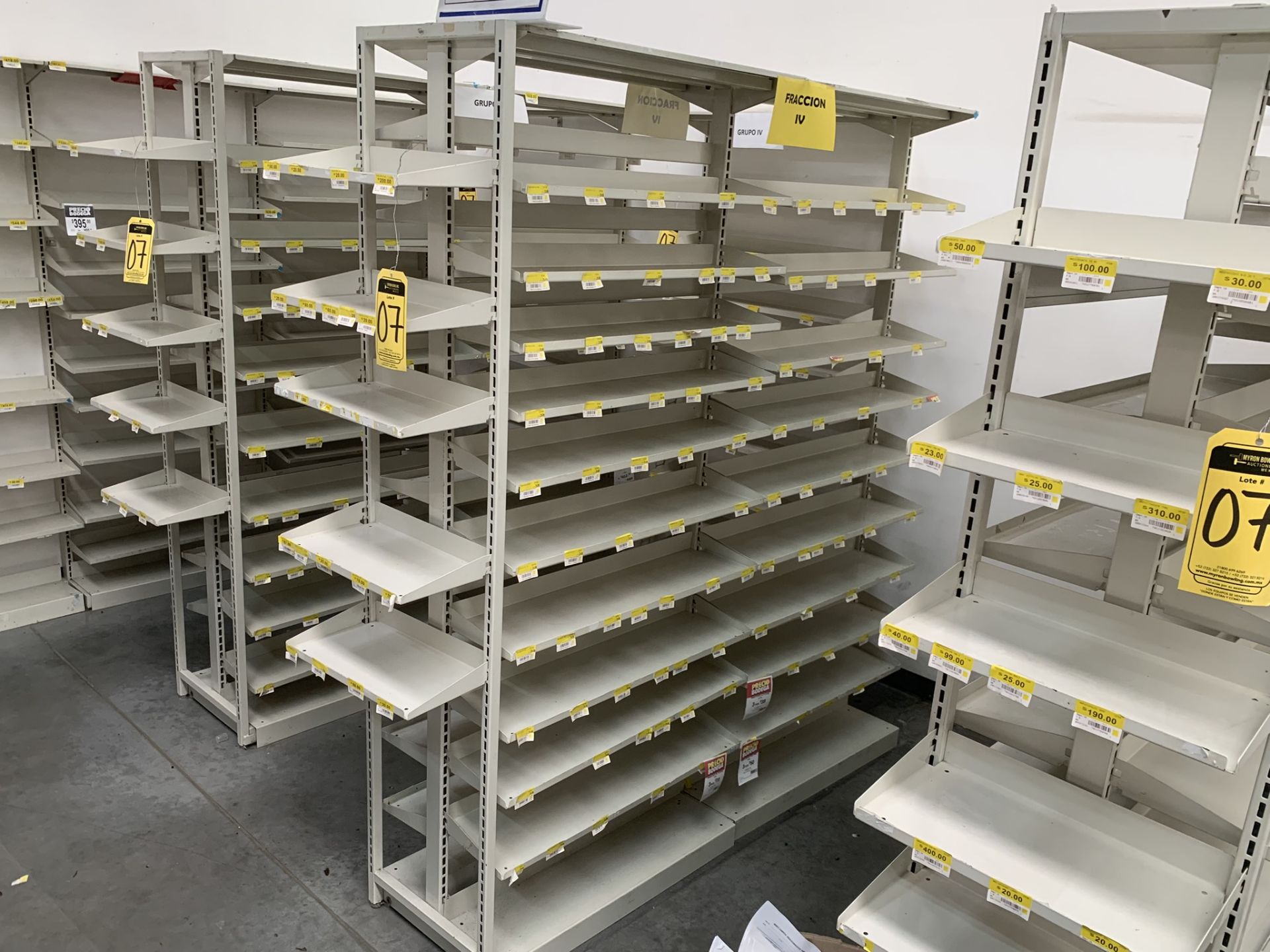 3 gondola-type displays for pharmacy (medications) with 45 shelves