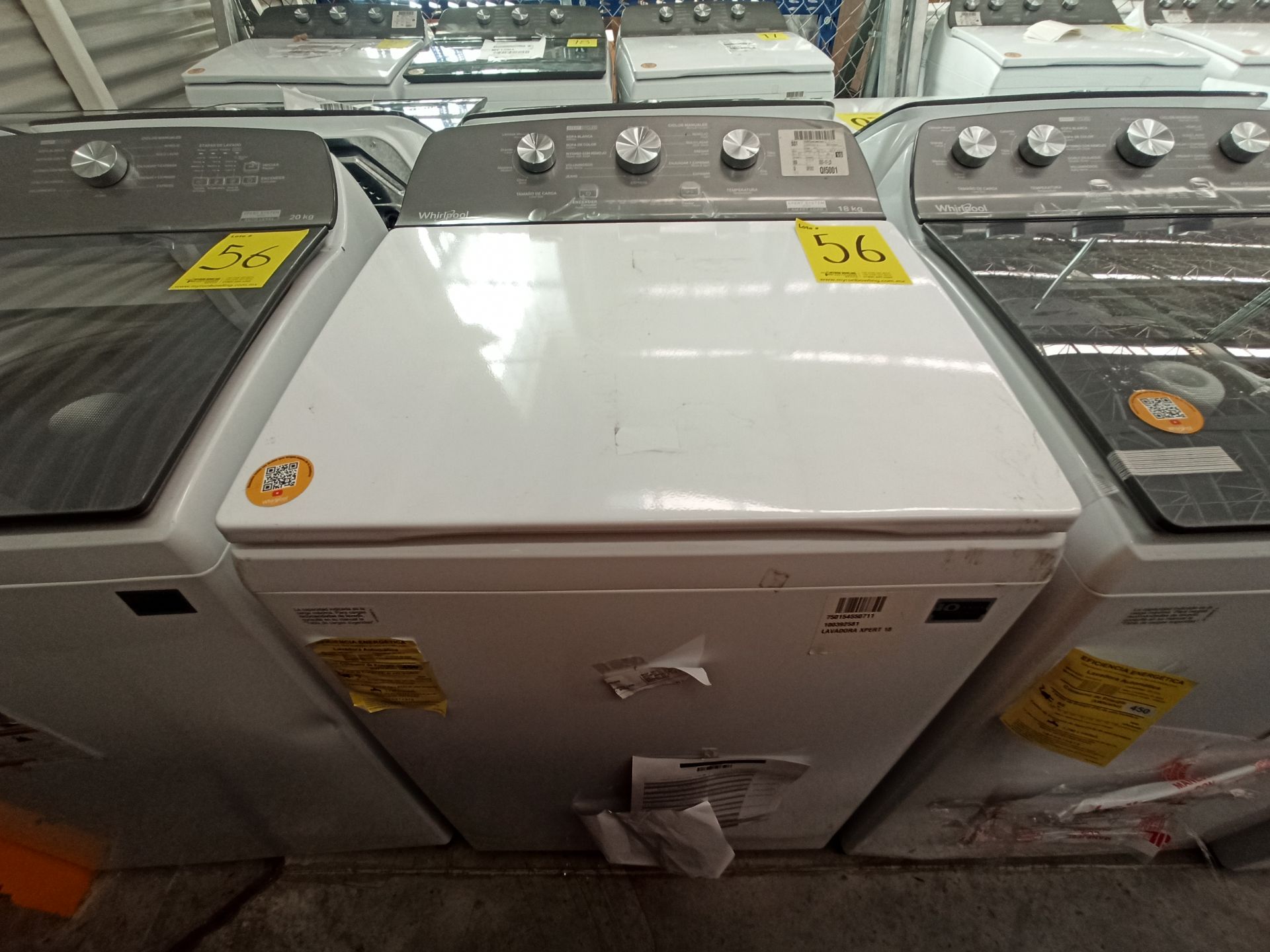 Lote de 2 lavadoras contiene: 1 Lavadora de 20 KG Marca WHIRLPOOL, Modelo 8MWTW2031WJM0, Serie HLB1