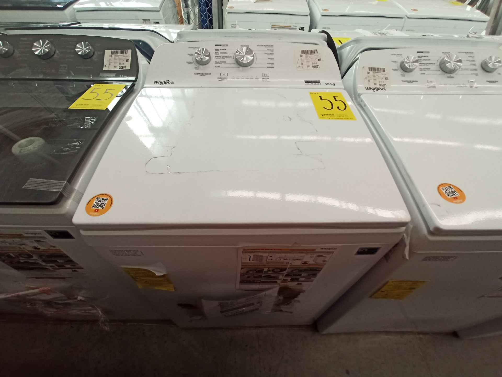 Lote de 2 lavadoras contiene: 1 Lavadora de 22 KG Marca WHIRLPOOL, Modelo 8MWTW2224JWM0, Serie HLB0