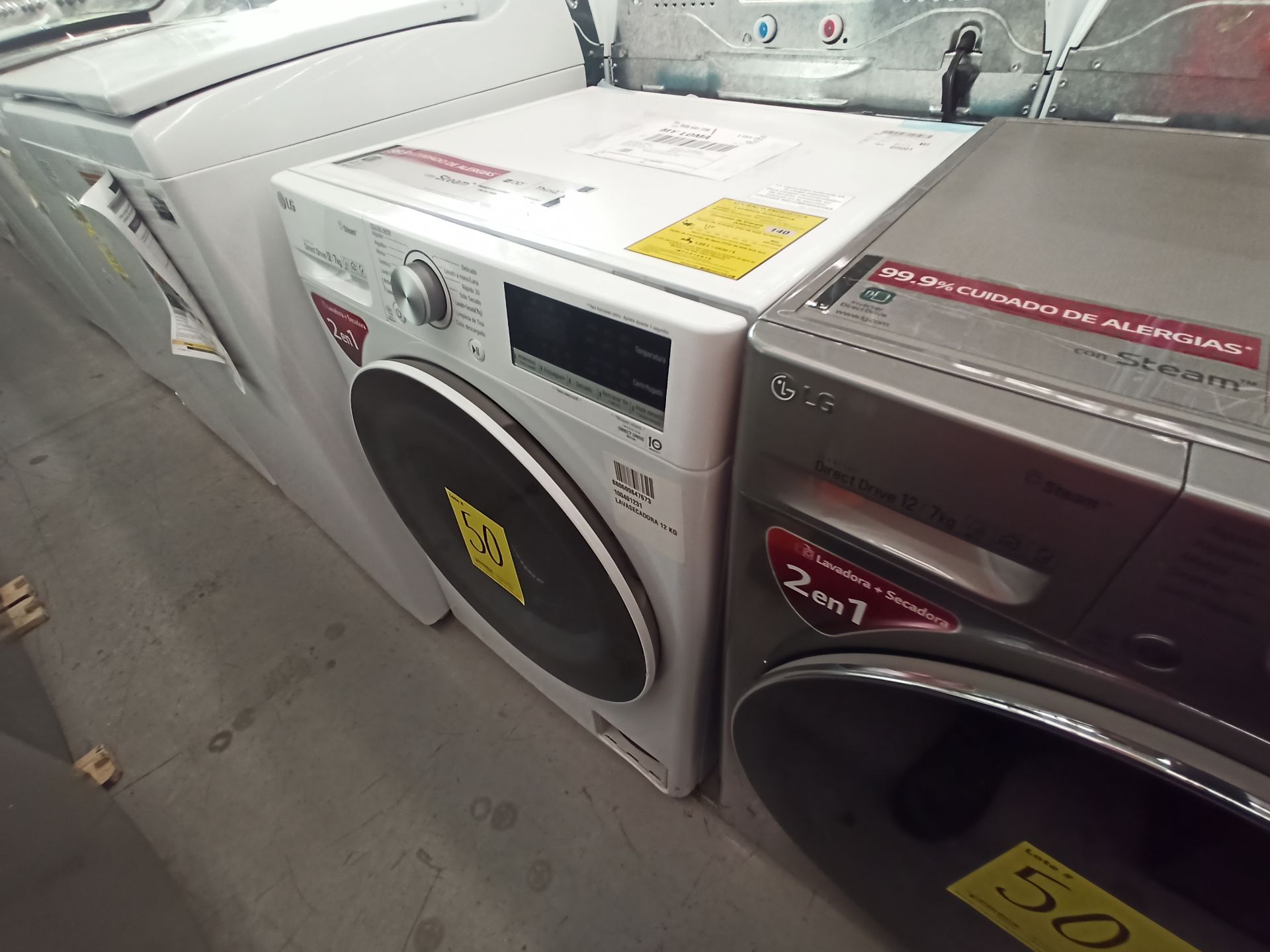Lote de 3 lavadoras contiene: 1 Lavasecadora de 12/7 KG Marca LG, Modelo WD12VVC4S6S, Serie 208PNNA - Image 3 of 8