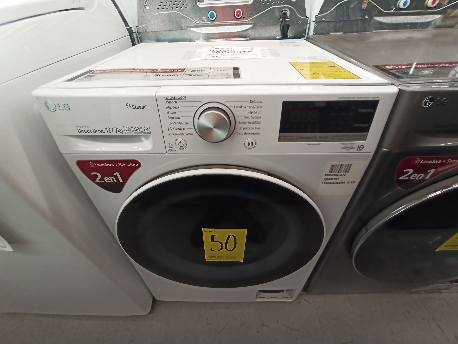 Lote de 3 lavadoras contiene: 1 Lavasecadora de 12/7 KG Marca LG, Modelo WD12VVC4S6S, Serie 208PNNA - Image 2 of 8