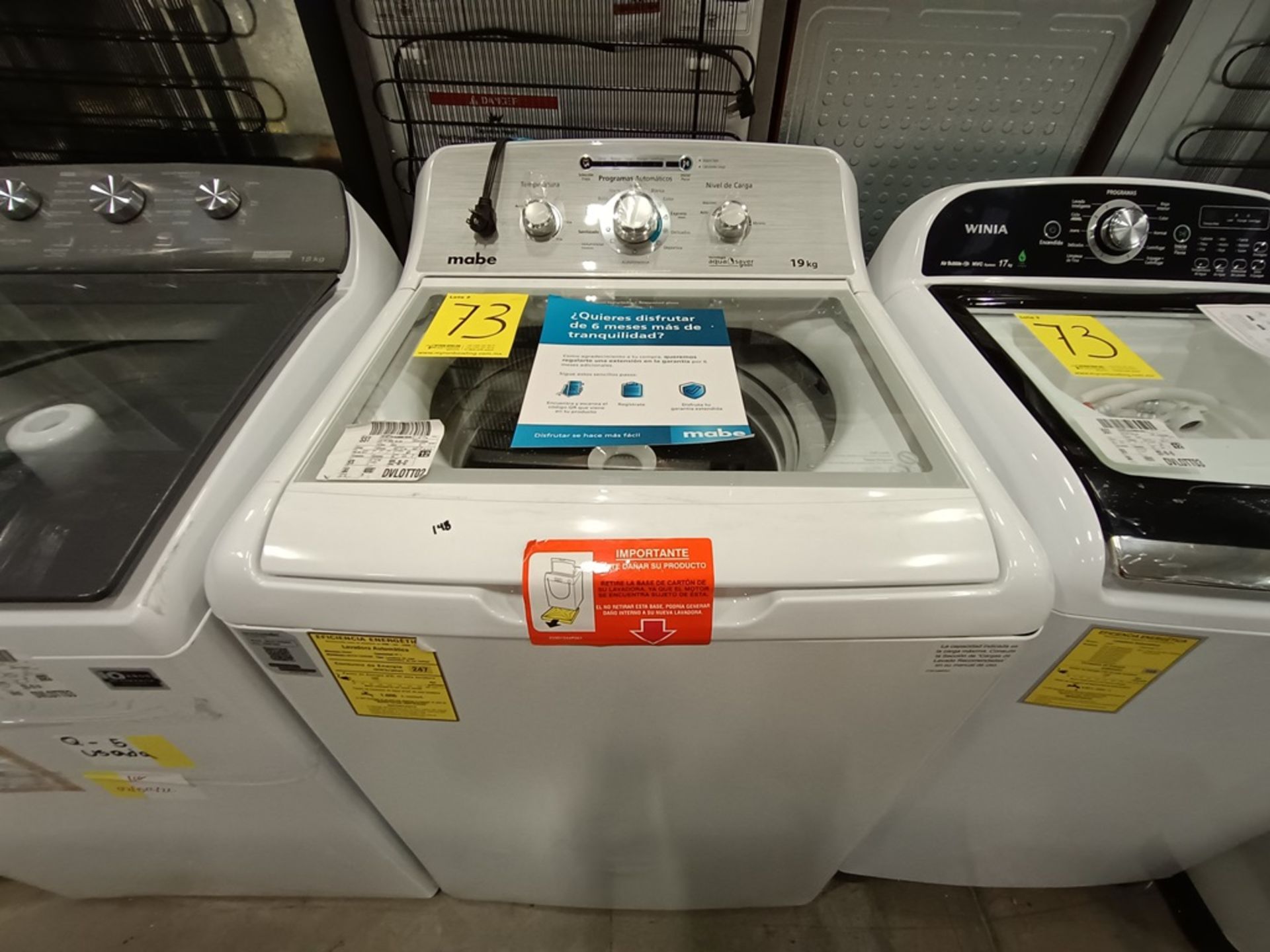 Lote de 2 Lavadoras contiene: 1 lavadora de 19 kg Marca MABE, Modelo LMA79113VBAB03, Serie S73629, - Image 2 of 18