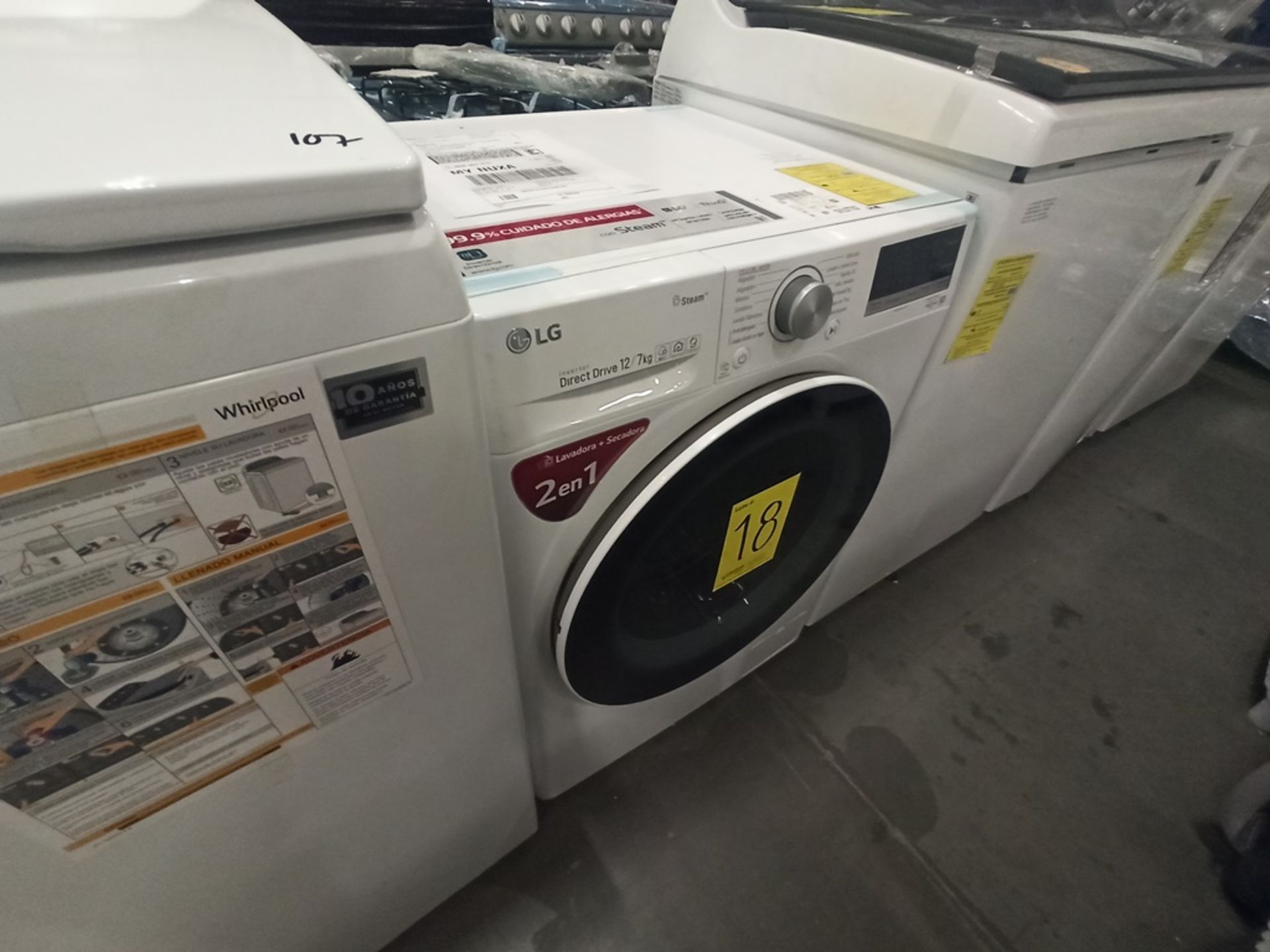 Lote de 2 Lavadoras contiene: 1 lavadora de 18 kg Marca WHIRPOOL, Modelo 8MWTW1823WJM0, Serie HLB39 - Image 6 of 18