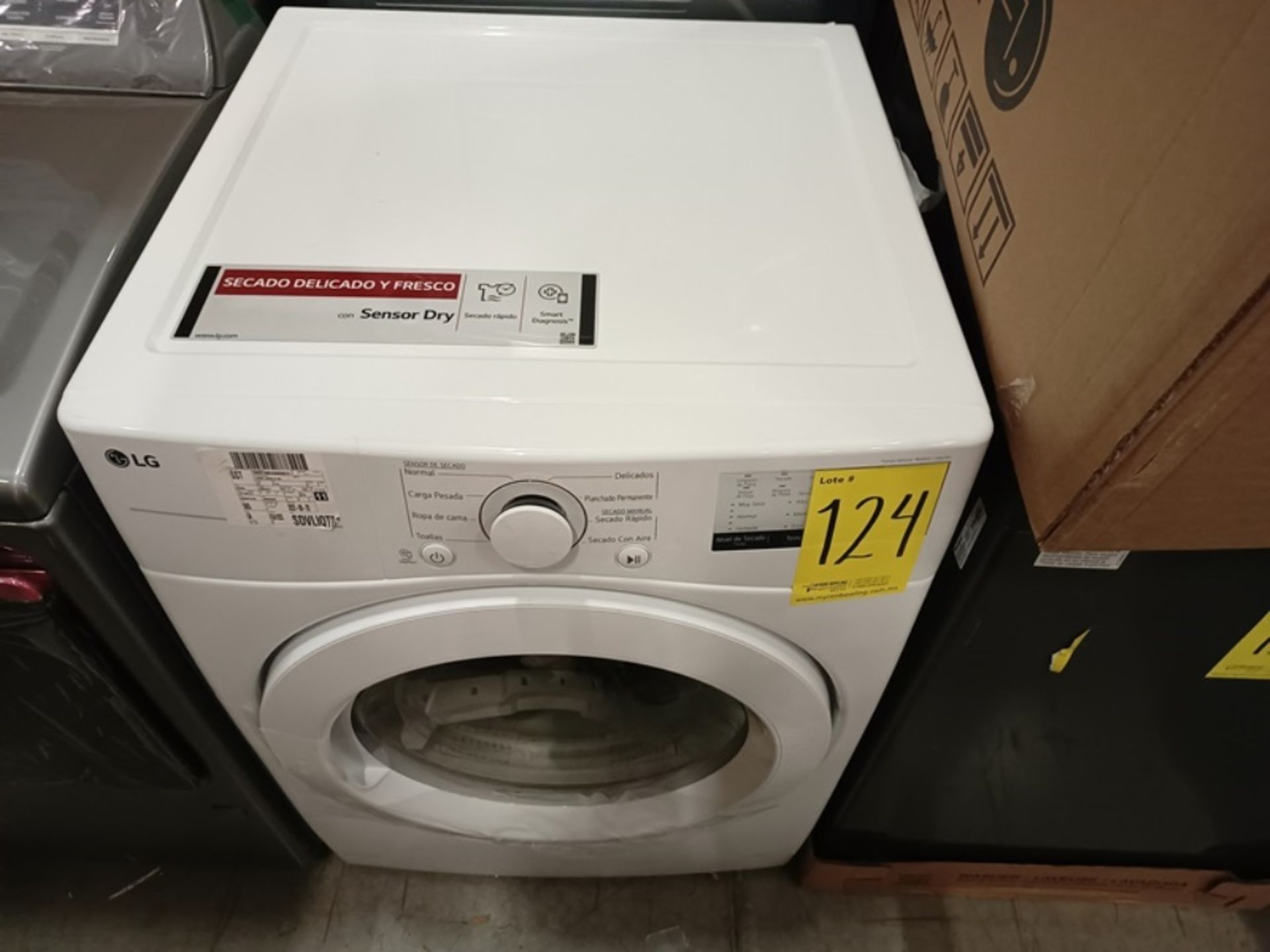 (EQUIPO NUEVO) 1 Secador de 20 KG Marca LG, Modelo DF20WV2W, Serie 208KWGG3X07, Color Blanco, LB-03