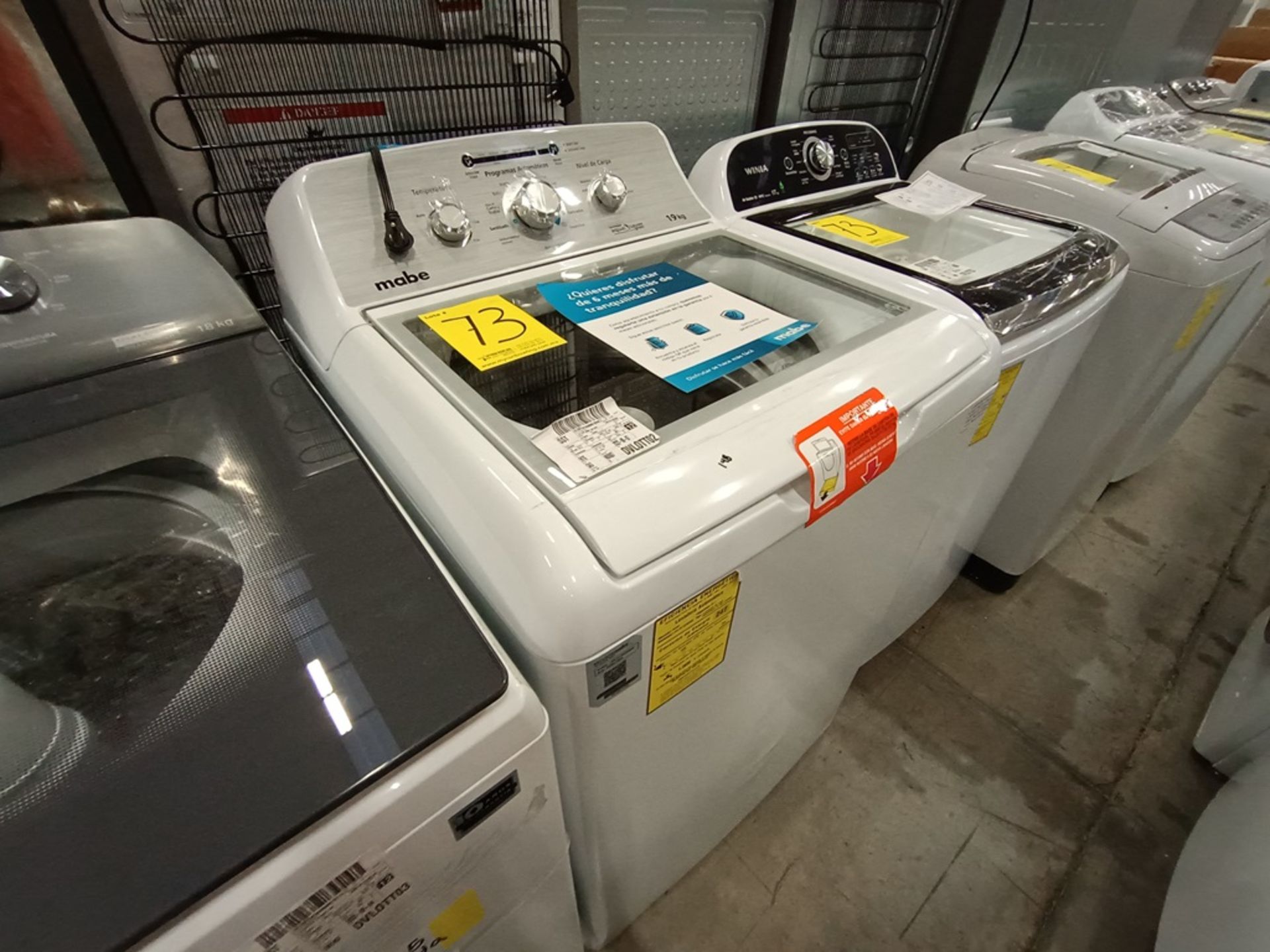 Lote de 2 Lavadoras contiene: 1 lavadora de 19 kg Marca MABE, Modelo LMA79113VBAB03, Serie S73629, - Image 6 of 18