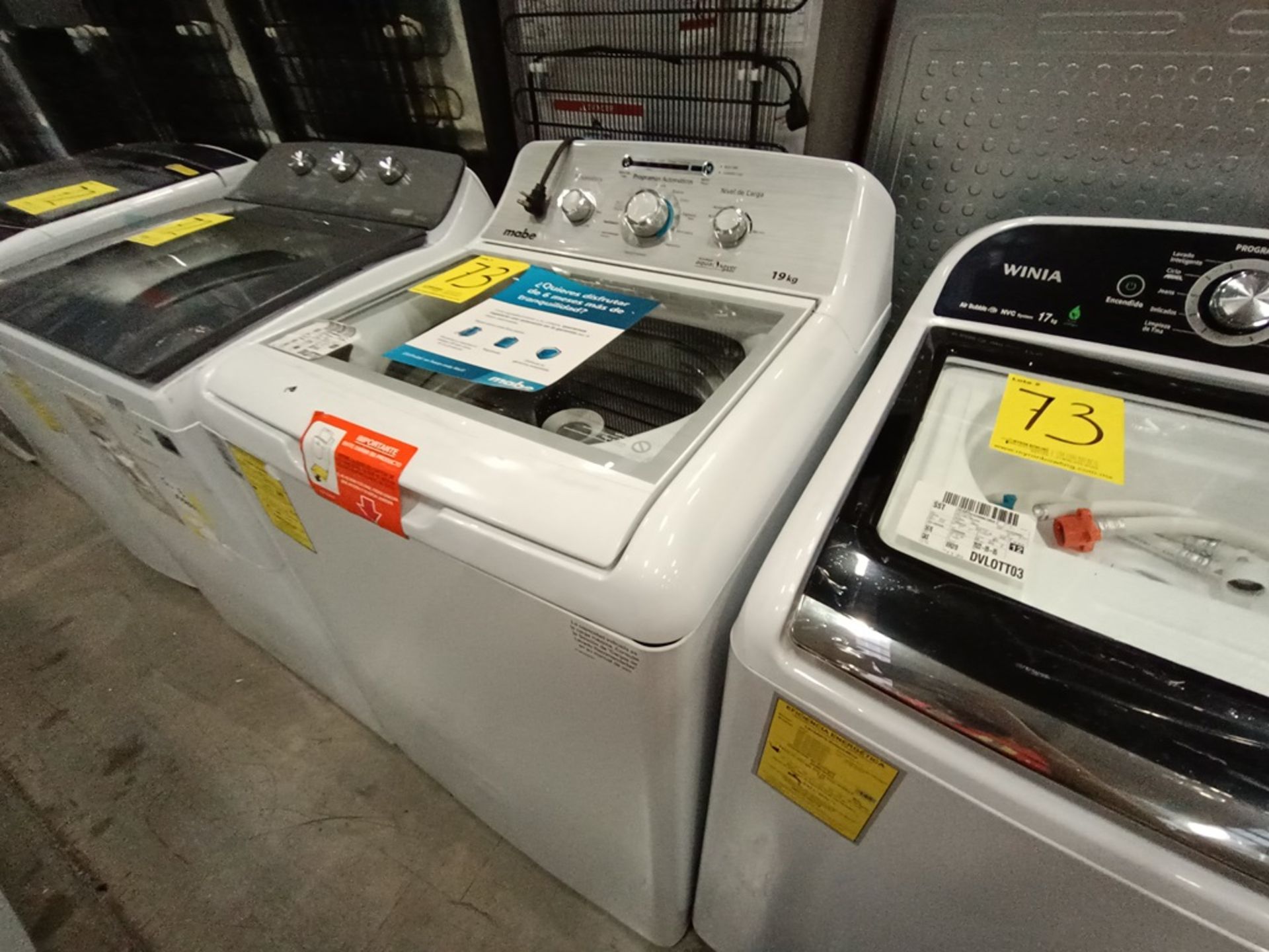 Lote de 2 Lavadoras contiene: 1 lavadora de 19 kg Marca MABE, Modelo LMA79113VBAB03, Serie S73629, - Image 3 of 18