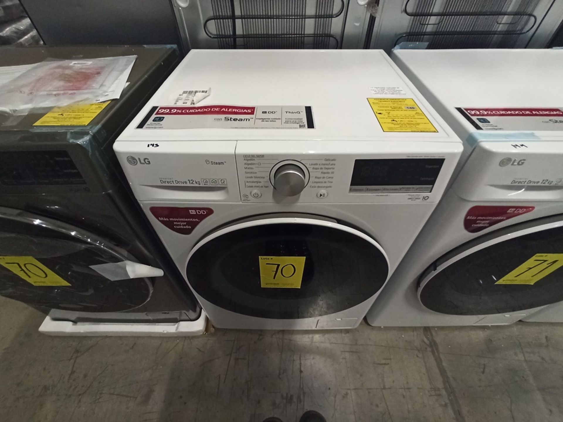 Lote de 2 Lavadoras contiene: 1 lavadora de 12/7 kg Marca LG, Modelo WM12WVC4S6, Serie K1N049, Colo - Image 10 of 18