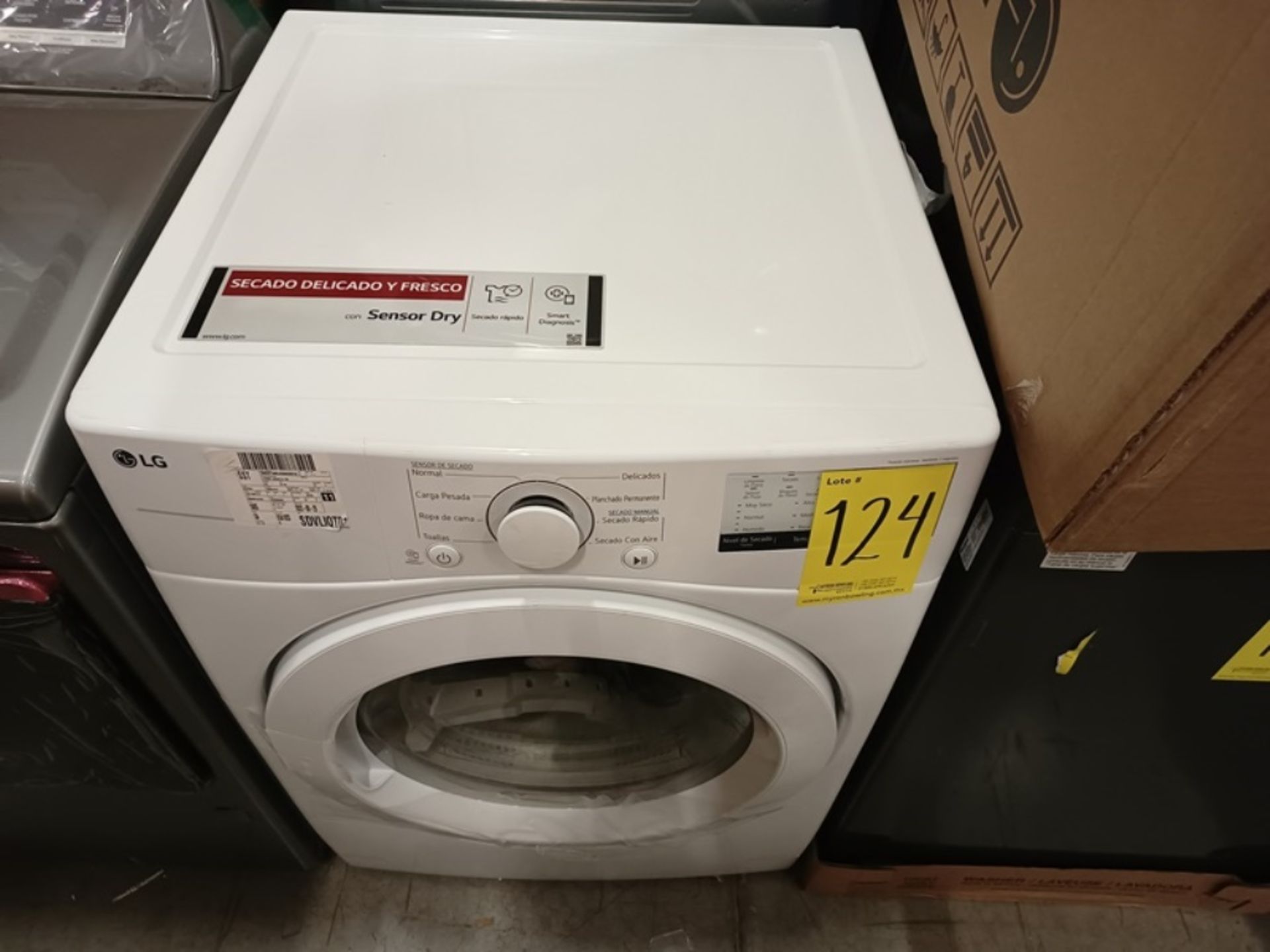 (EQUIPO NUEVO) 1 Secador de 20 KG Marca LG, Modelo DF20WV2W, Serie 208KWGG3X07, Color Blanco, LB-03 - Image 4 of 8