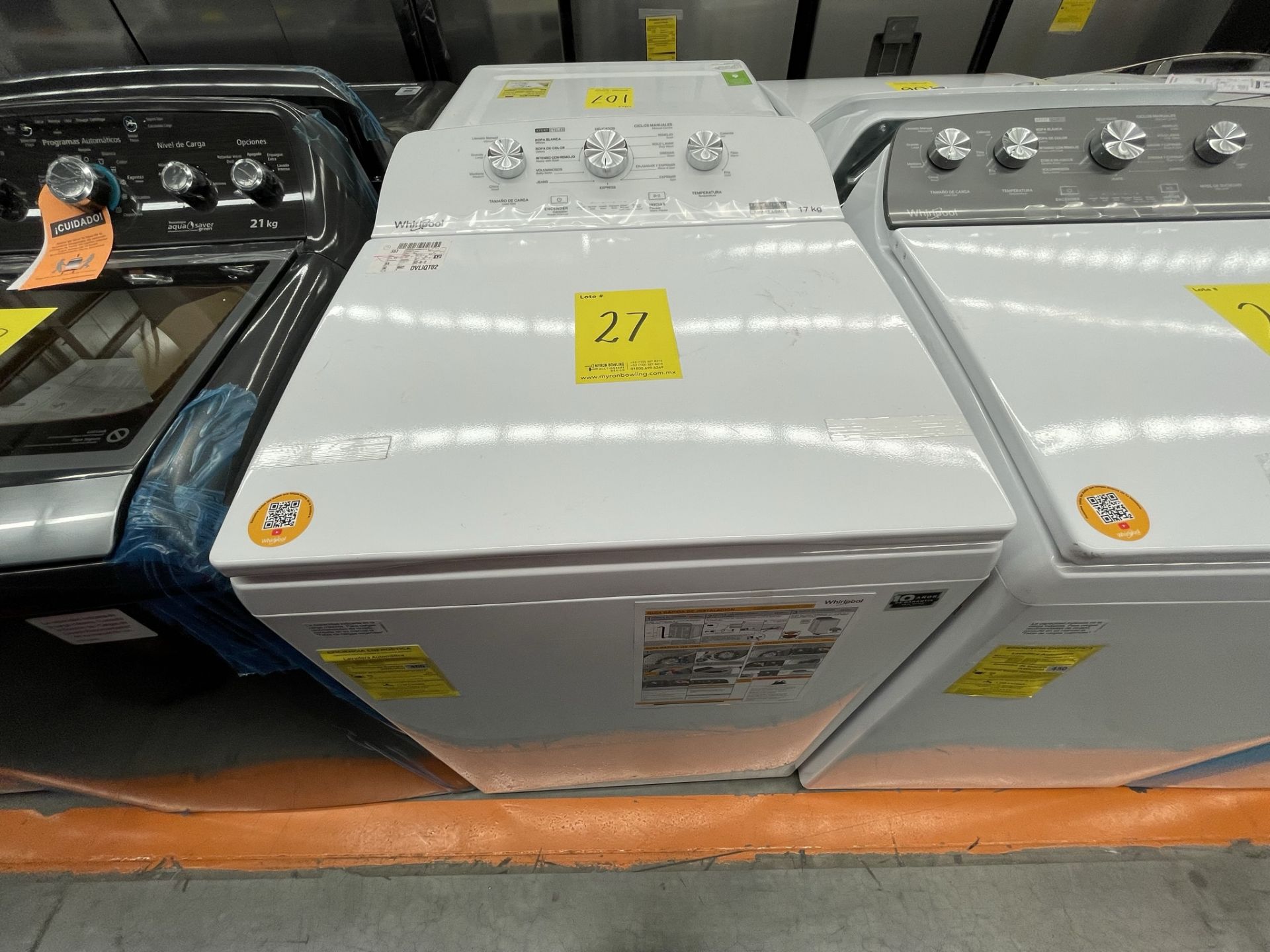 (EQUIPO NUEVO) 1 Lavadora De 17 Kg, Marca Whirlpool, Modelo 8MWTW1713MJQ0, No De Serie HLB1916690,