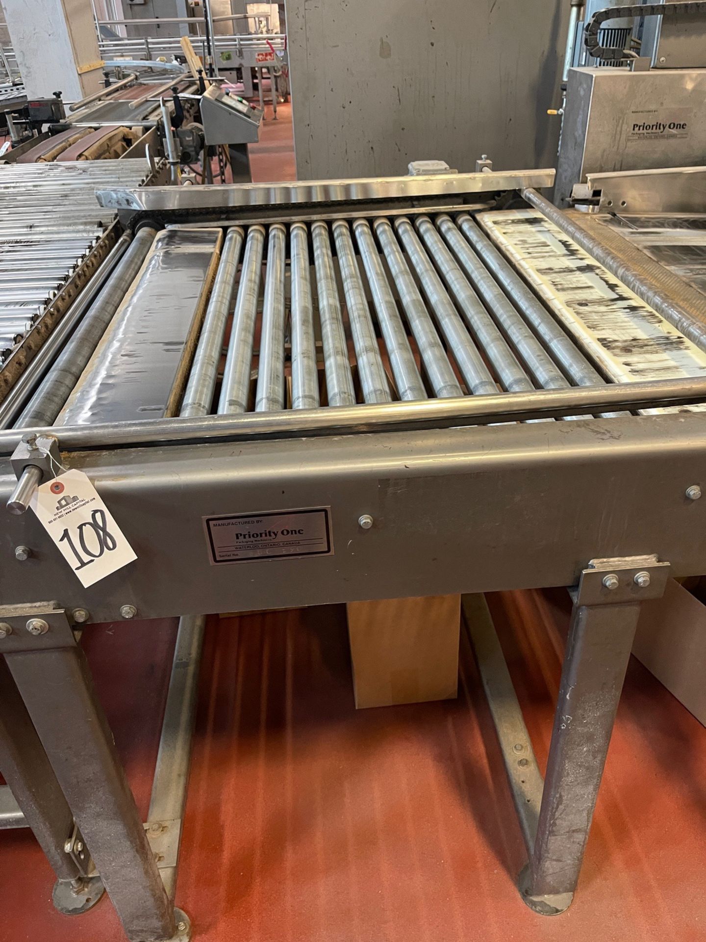 Priority One Steel Roller Conveyor with Sew Motor, Approx. 6' x 4', S/N 00590 | Rig Fee $150