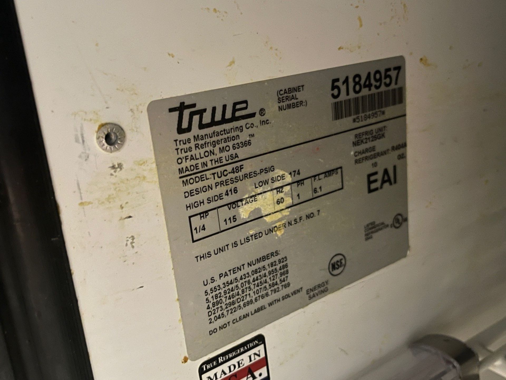 True 2 Door Cooler, Approx. 30" x 4', Model TUC-48F, S/N 5184857 | Rig Fee $150 - Image 2 of 2