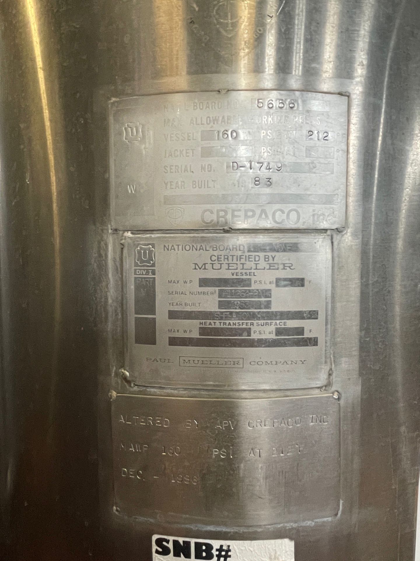 Crepaco Stainless Steel Filter, Approx. 26" Diameter and 8'2" Height, S/N D-1749 | Rig Fee $200 - Image 2 of 8