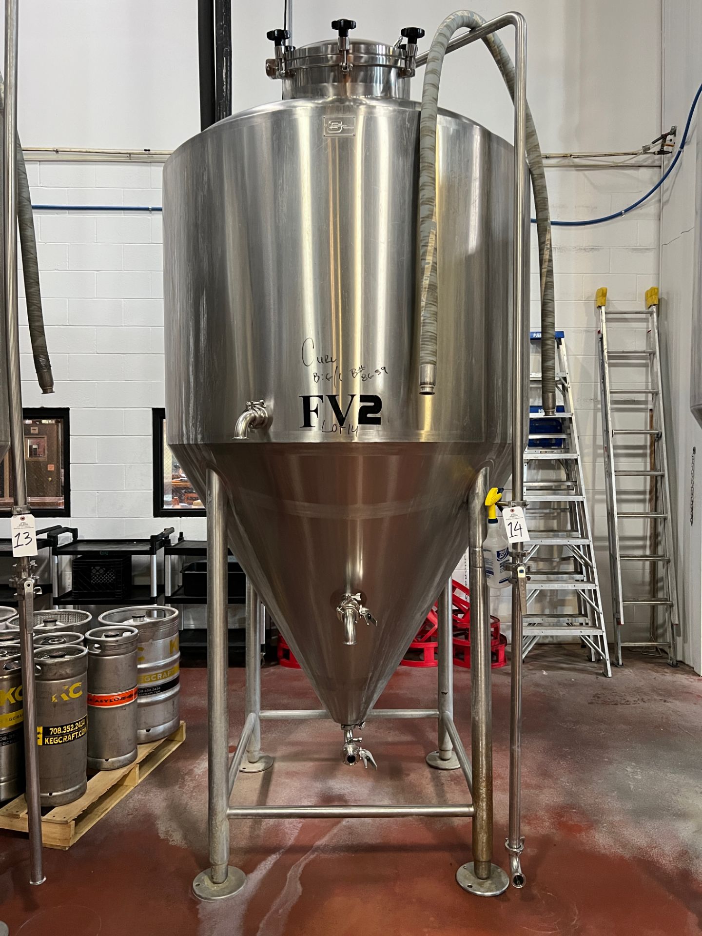 Sprinkman 500 Gal Stainless Steel Fermenter, Glycol Jacketed, Cone Bottom, Atmosphe | Rig Fee $1200