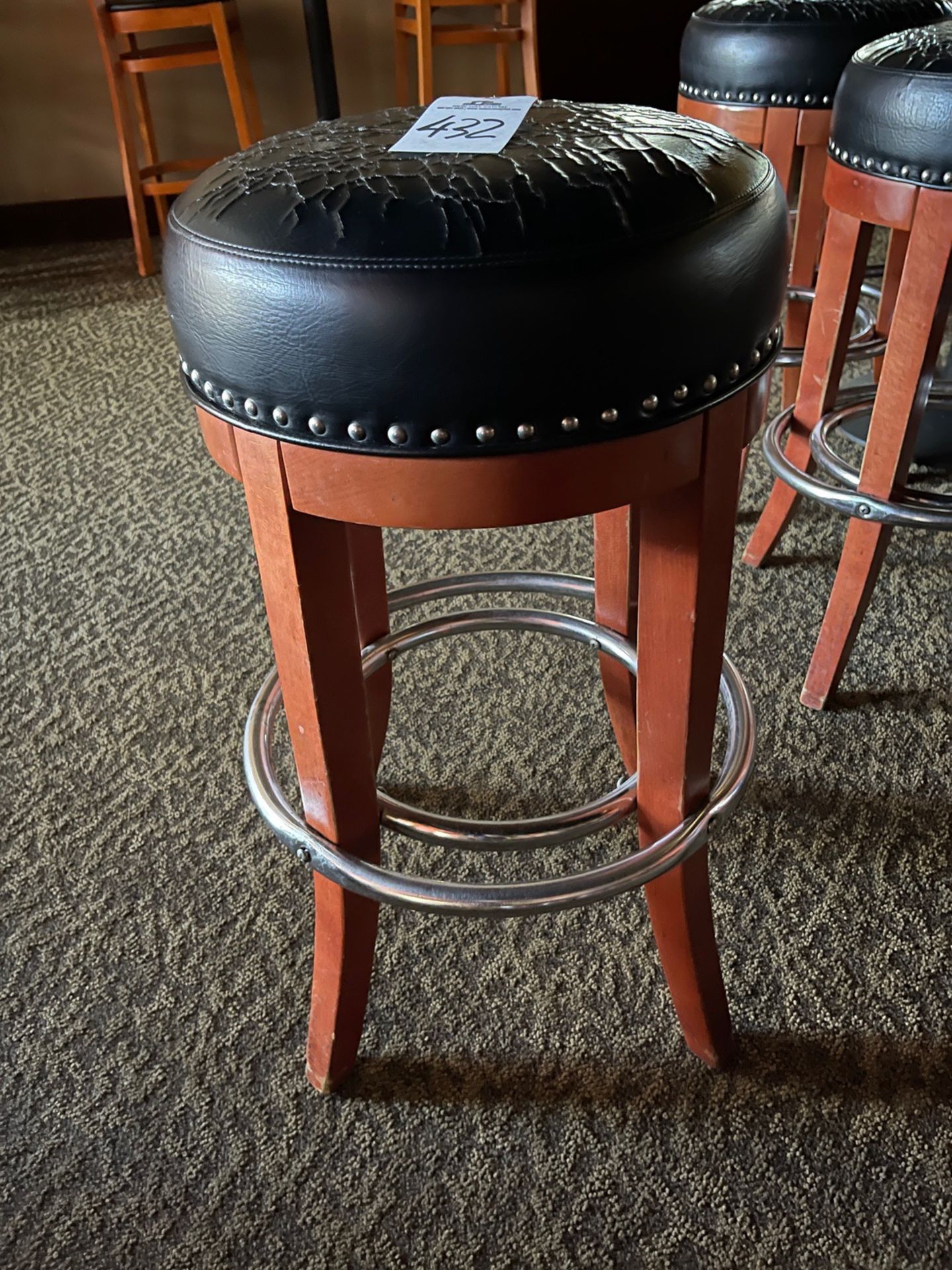 (4) Round Leather Barstools | Rig Fee $50