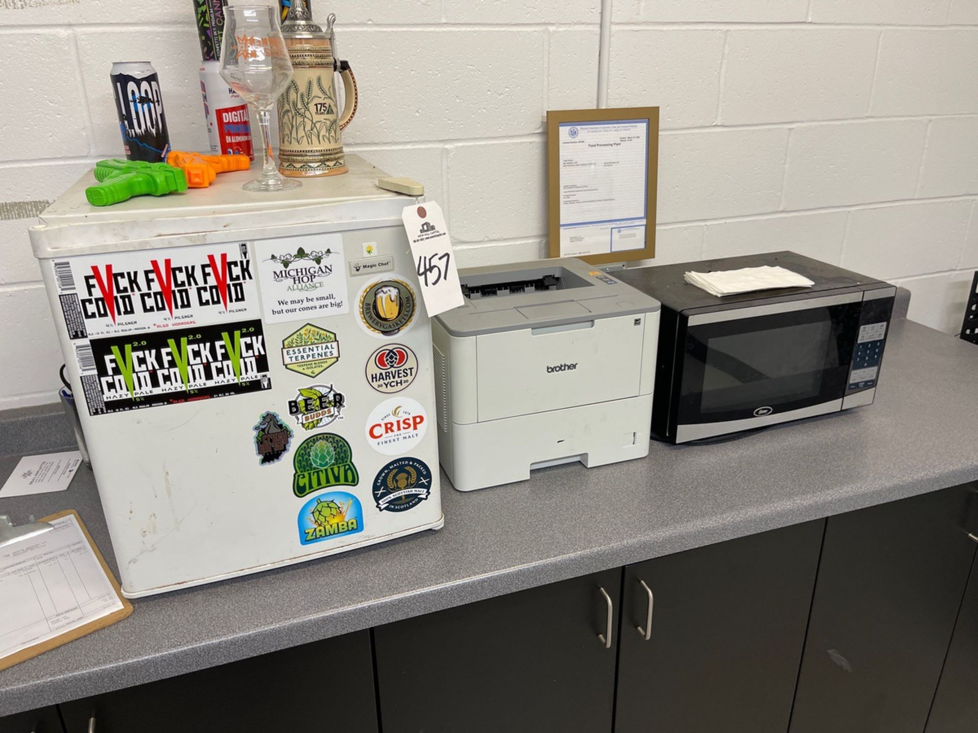 Lot of Lab Items - Mini Fridge, Microwave and Brother Printer | Rig Fee $100