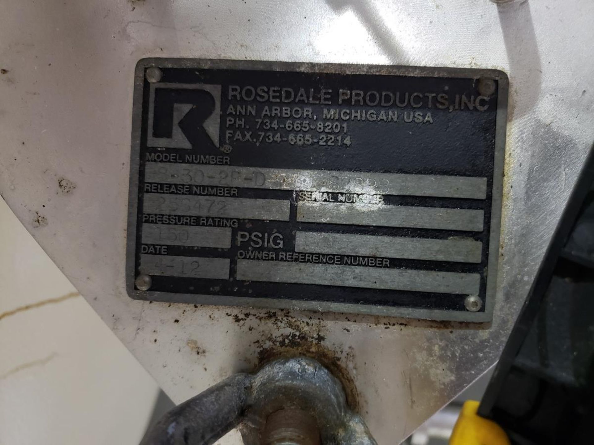 Rosedale Products Basket Strainer and Bag Filter, M# 8-30-2P-D, S/N 25S472 | Rig Fee: $35 - Image 3 of 3
