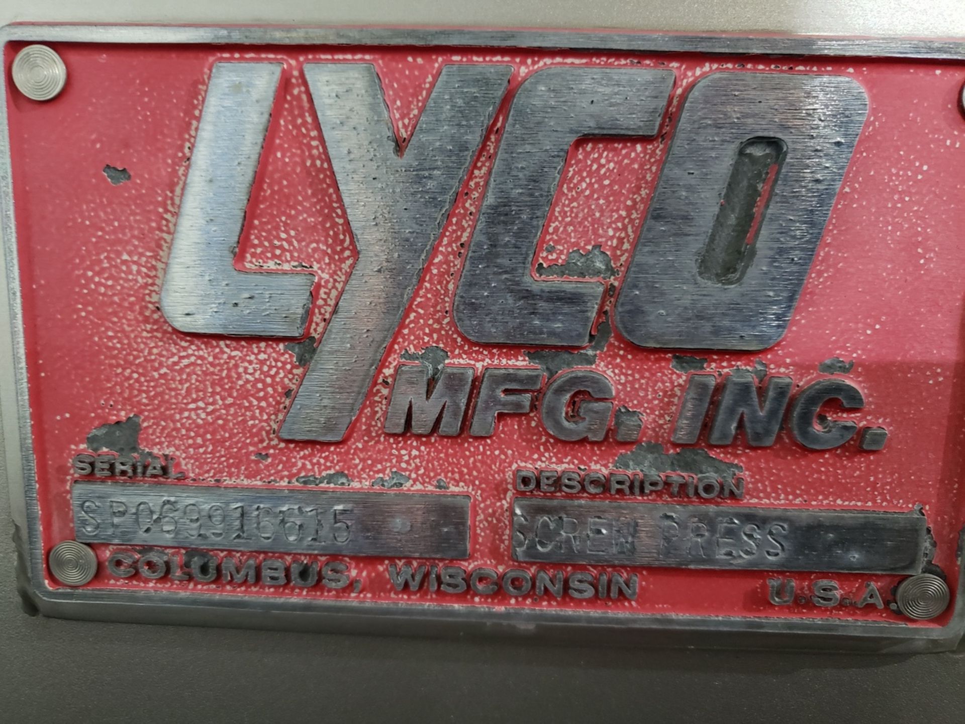 LYCO Screw Press, S/N SP069916615 | Rig Fee: $150 - Image 2 of 2