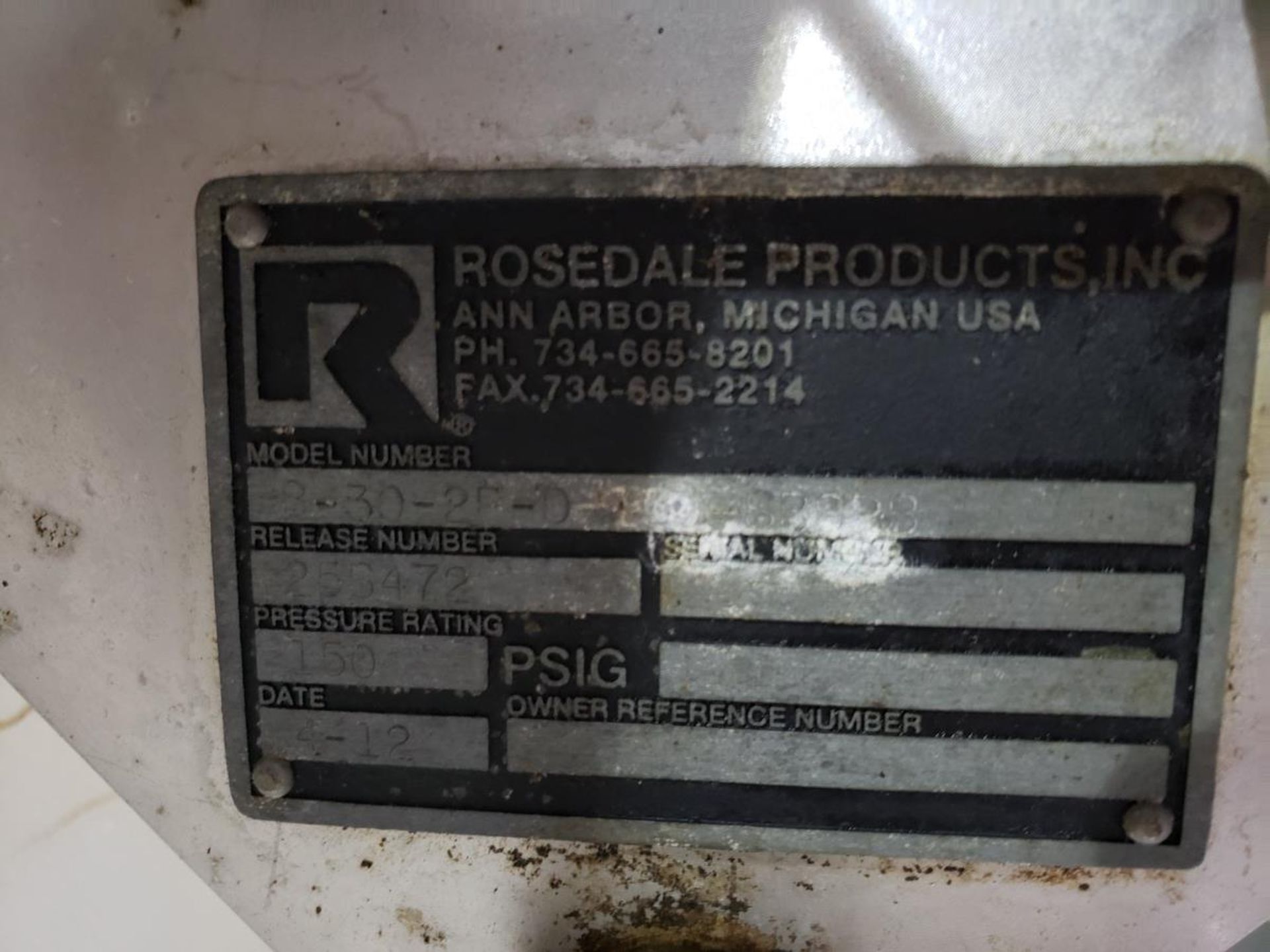 Rosedale Products Basket Strainer and Bag Filter, M# 8-30-2P-D, S/N 25S472 | Rig Fee: $35 - Image 2 of 3