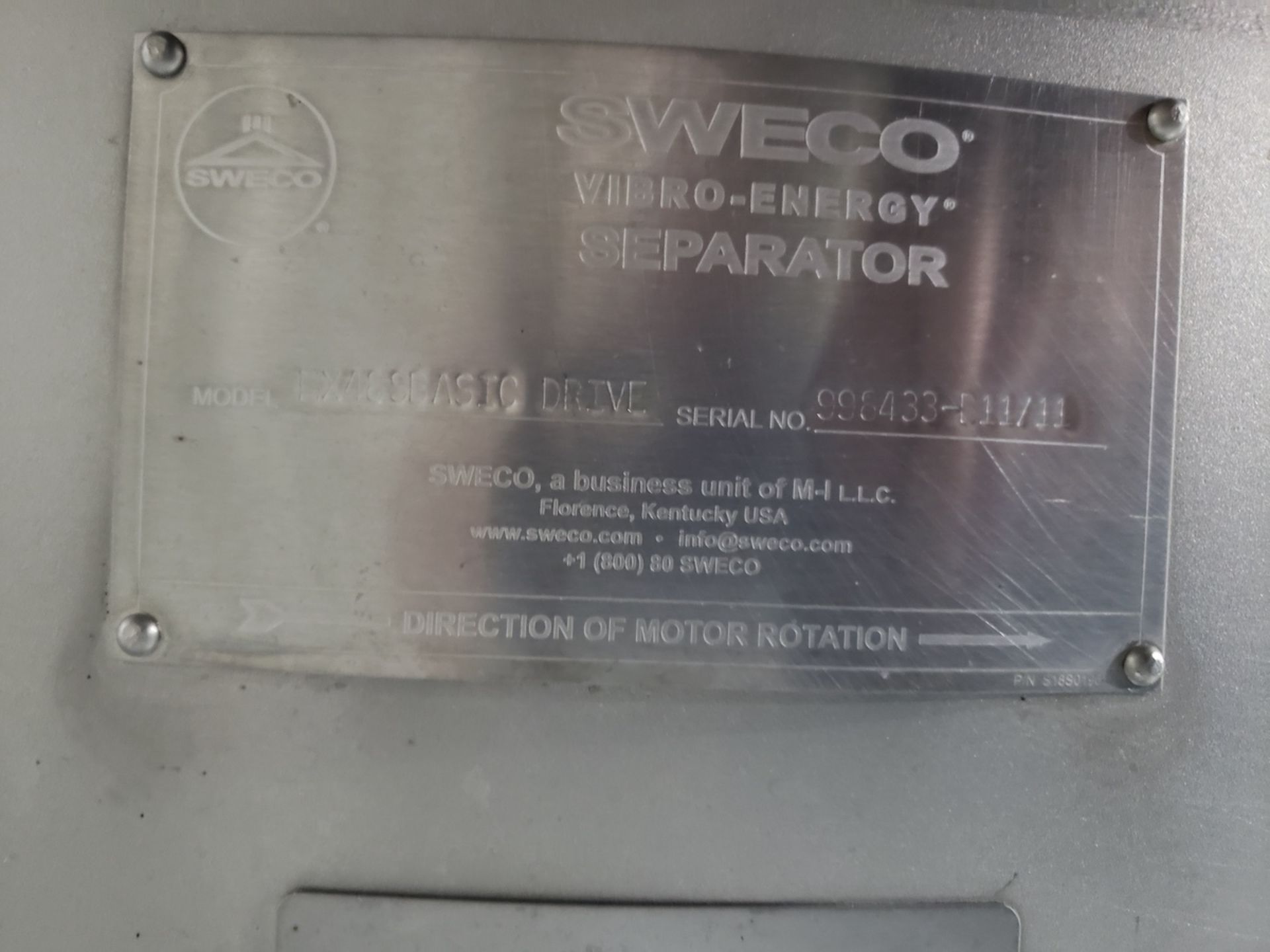 Sweco 46" Vibratory Separator, M# MX48SBASIC, S/N 998433-B11/11 | Rig Fee: $300 - Image 2 of 4