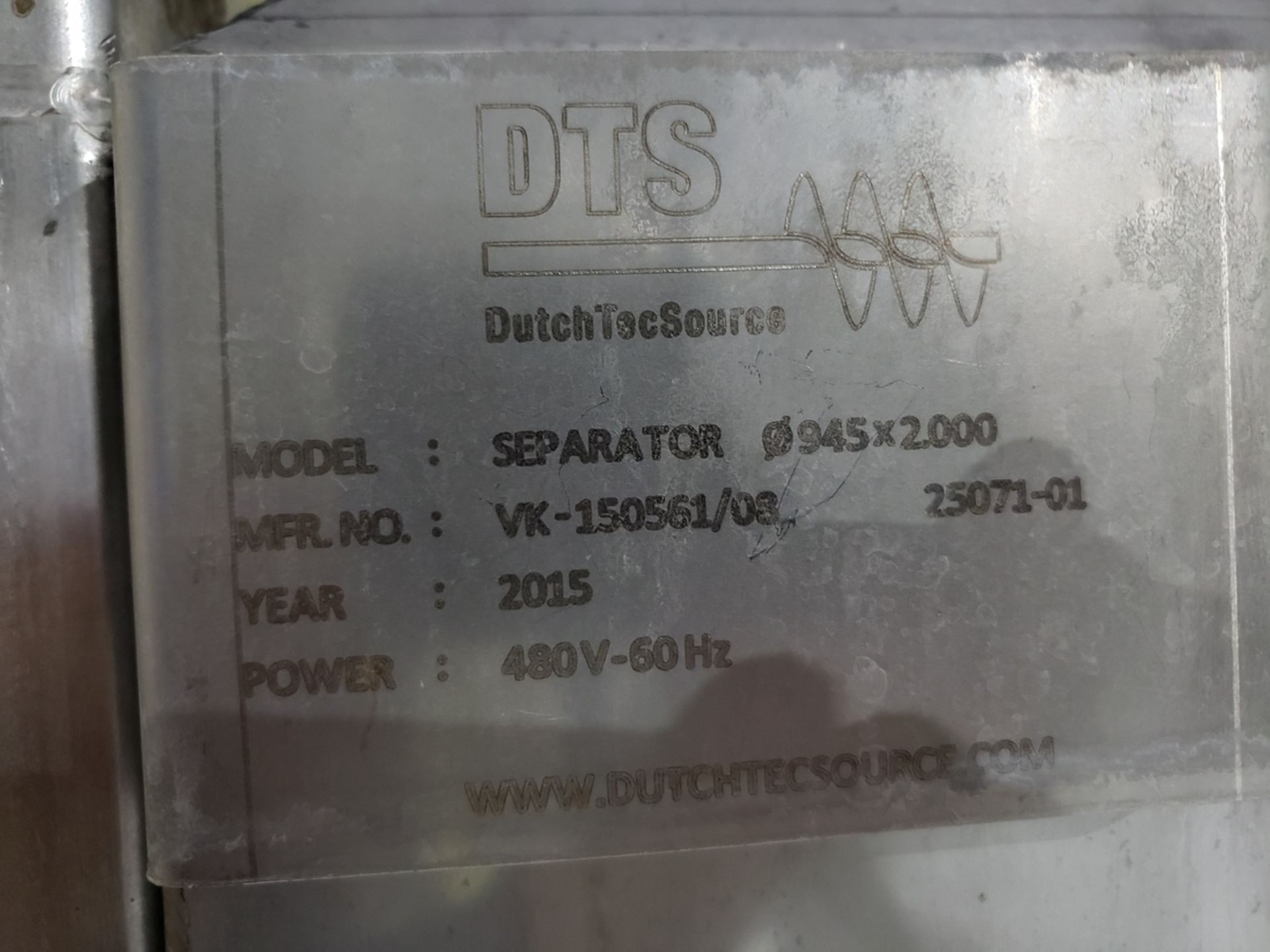 2015 Dutch Tec Source Separator/Screener, 945 x 2.000, 480V-60Hz,Mfg - Subj to Bulk | Rig Fee: $600 - Image 2 of 5