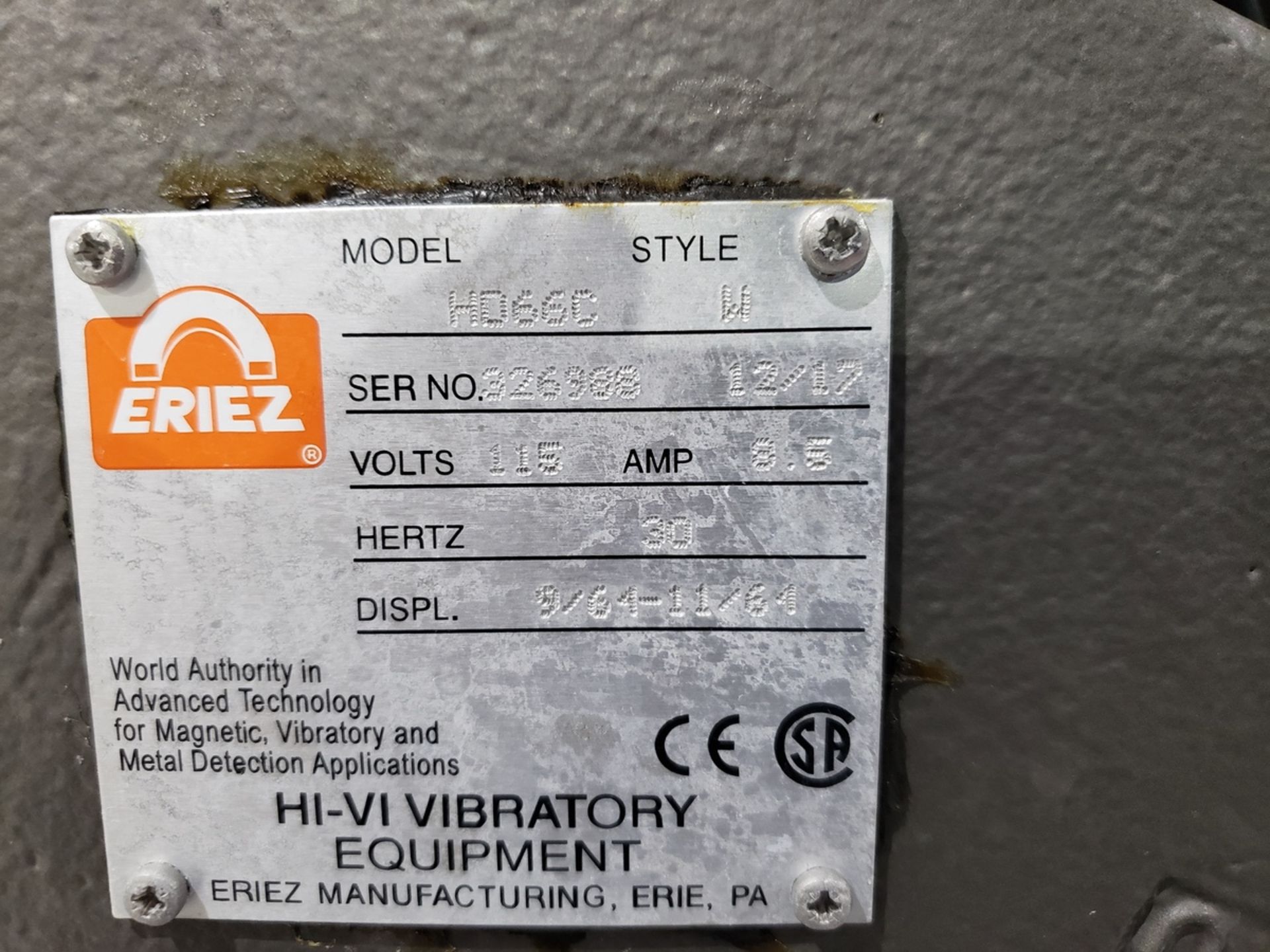 Eriez Vibratory Feeder, M# HD66C, S/N 32698S | Rig Fee: $125 - Image 2 of 2