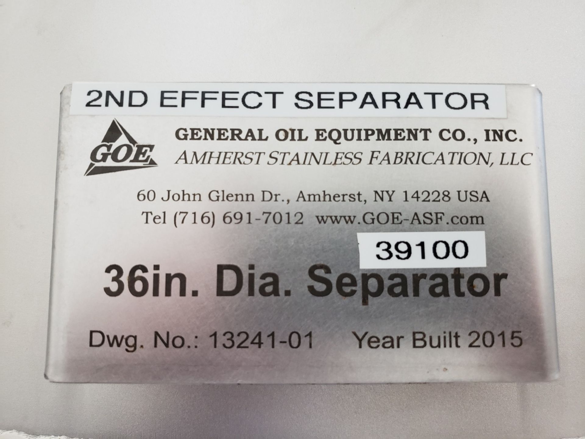 2015 GOE 2-Effect Hydro Evaporator Skid with 36" Separators , Centrifugal Pumps, (3 | Rig Fee: $4500 - Image 5 of 12