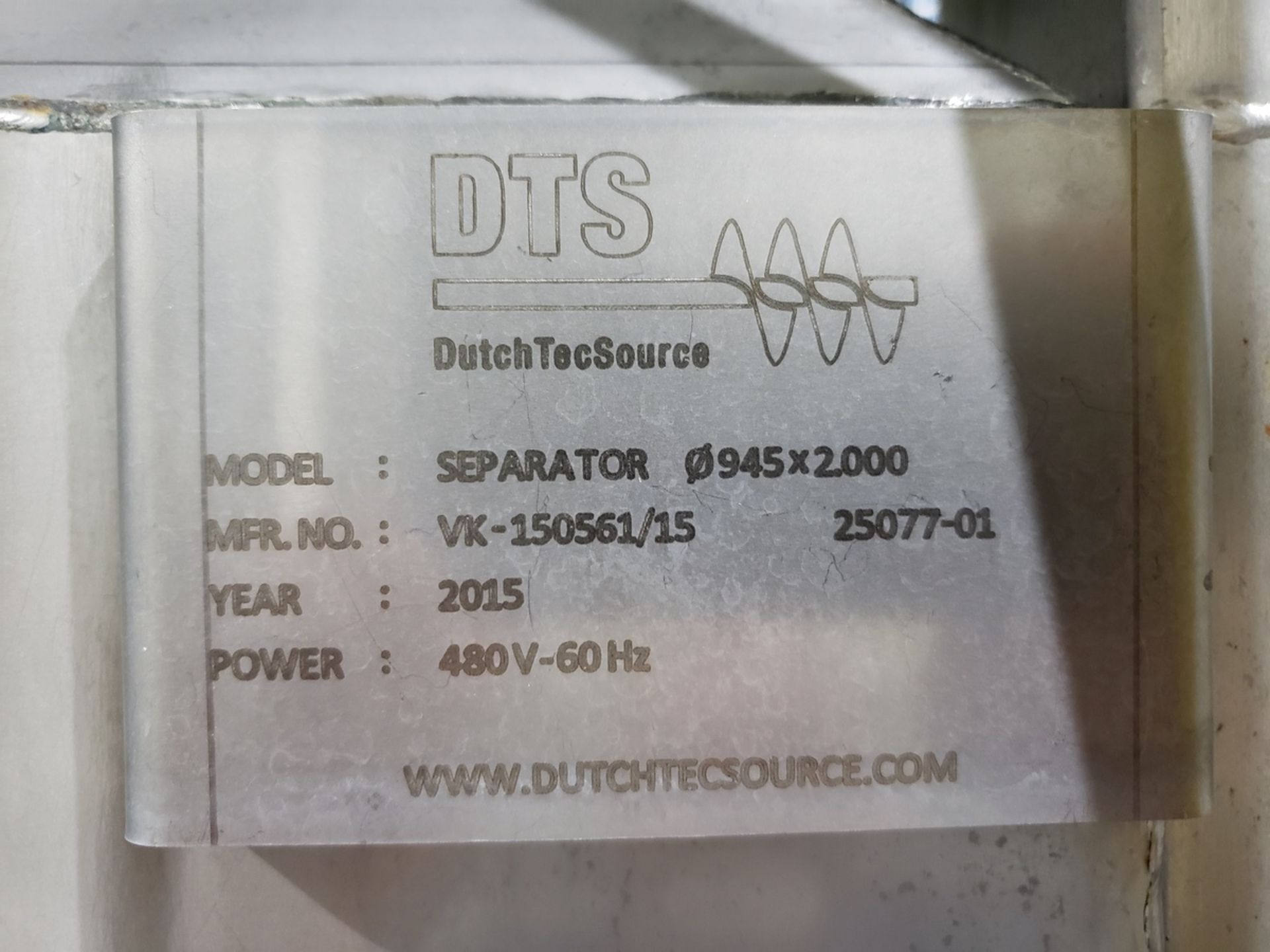 2015 Dutch Tec Source Separator/Screener, 945x2.00, 480V, 60Hz, Mfg N - Subj to Bulk | Rig Fee: $600 - Image 2 of 5