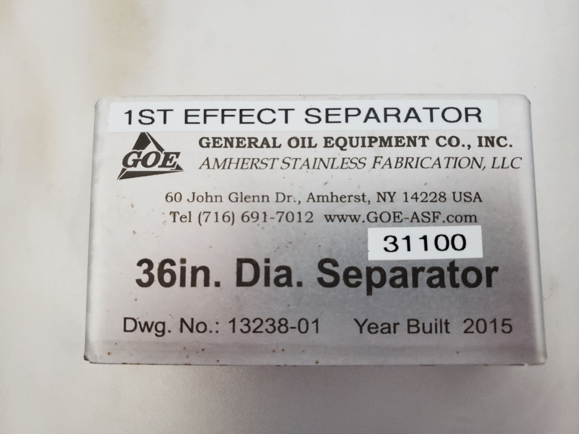 2015 GOE 2-Effect Hydro Evaporator Skid with 36" Separators , Centrifugal Pumps, (3 | Rig Fee: $4500 - Image 4 of 12